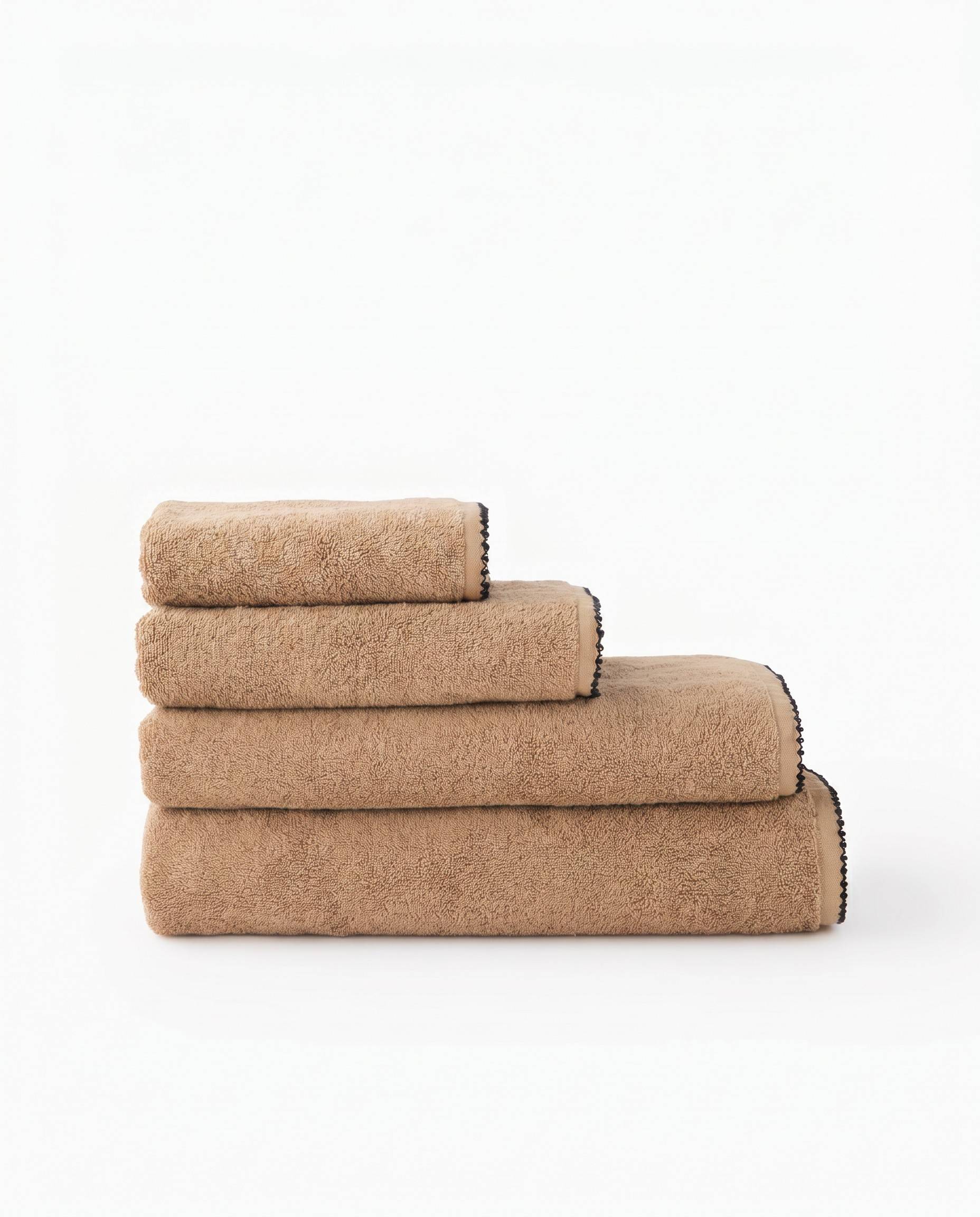 Serviette de bain &agrave; finition croquet, en coton BIO GOTS, Beige, swatch image