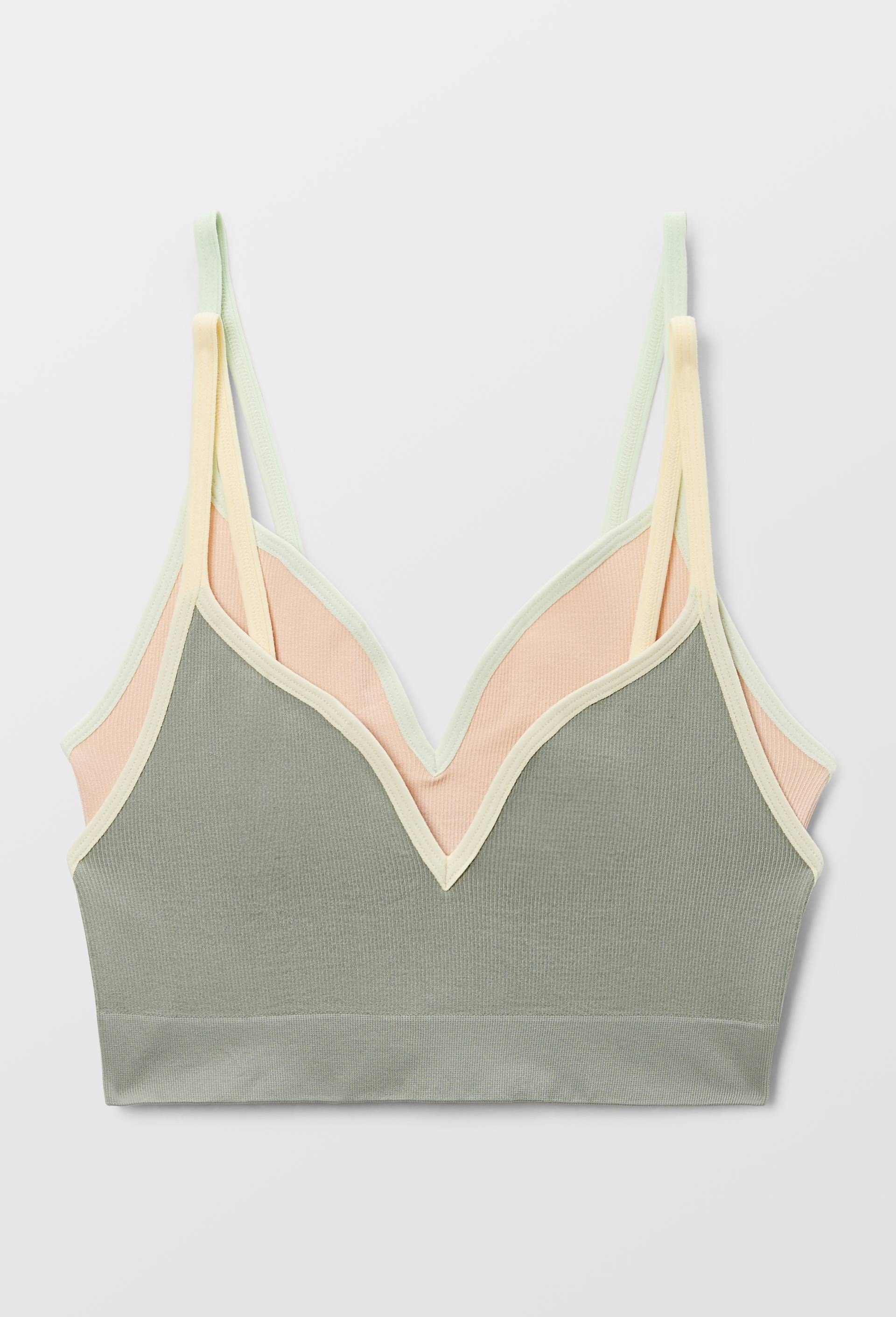 Lot de 2 brassi&egrave;res sans coutures LISA bicolores, Vert, large image number 1.0