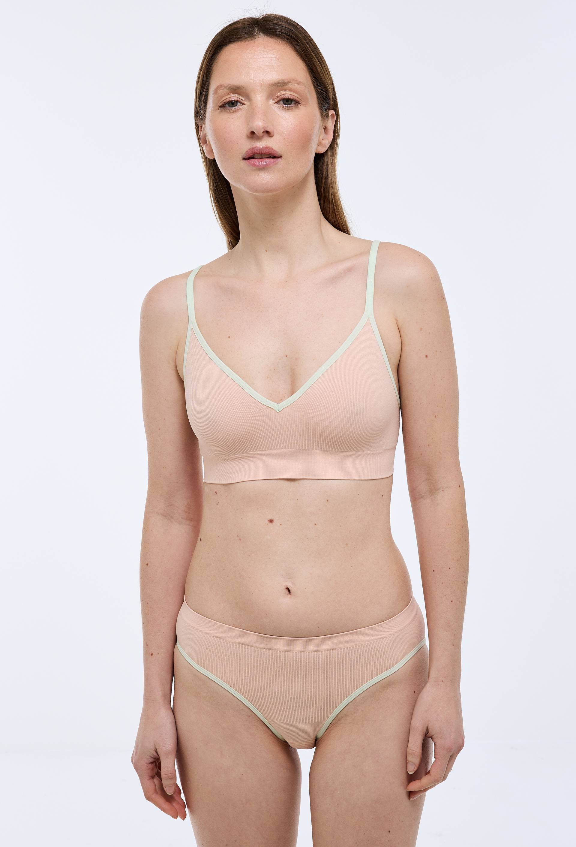 Lot de 2 brassi&egrave;res sans coutures LISA bicolores, Vert, large image number 4