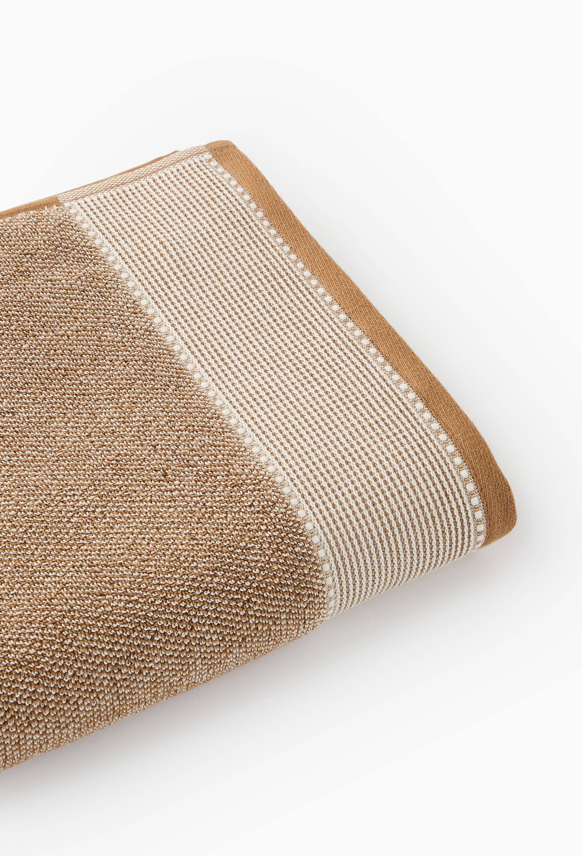 Serviette de bain avec finition liteau, en coton BIO GOTS, Beige, large image number 1