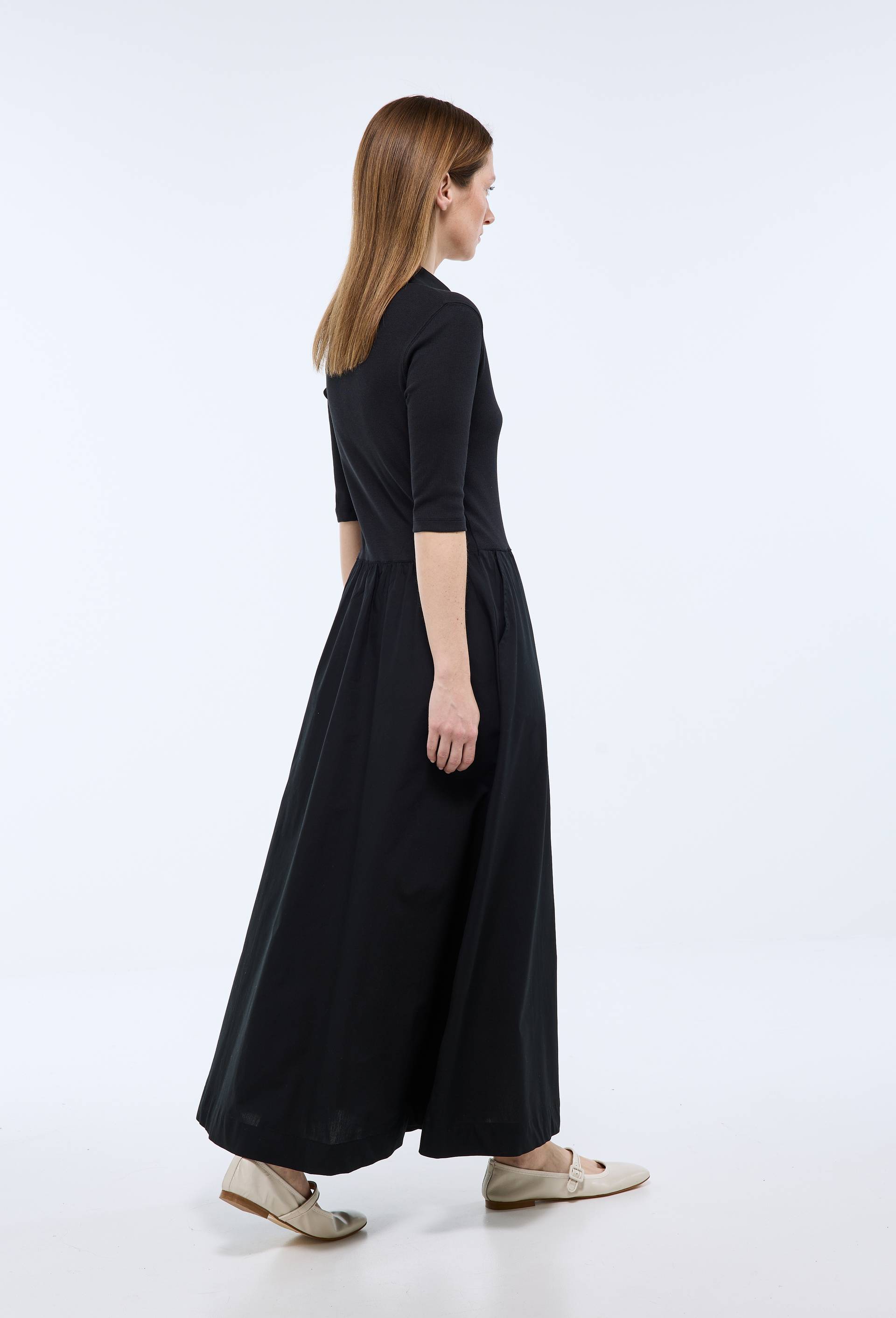 Robe polo uni en coton BIO GOTS, Noir, large image number 1