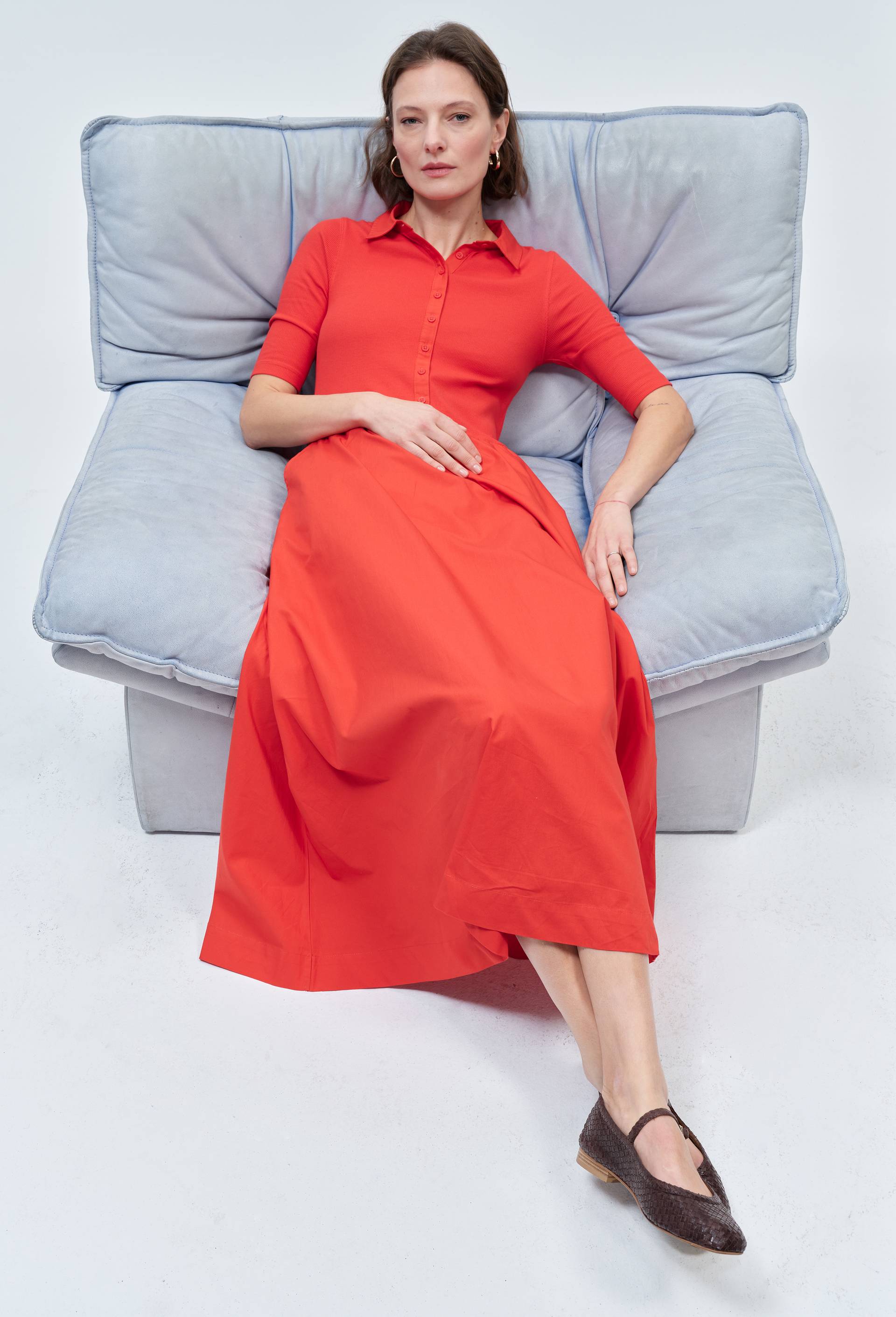 Robe polo uni en coton BIO GOTS, Rouge, large image number 0