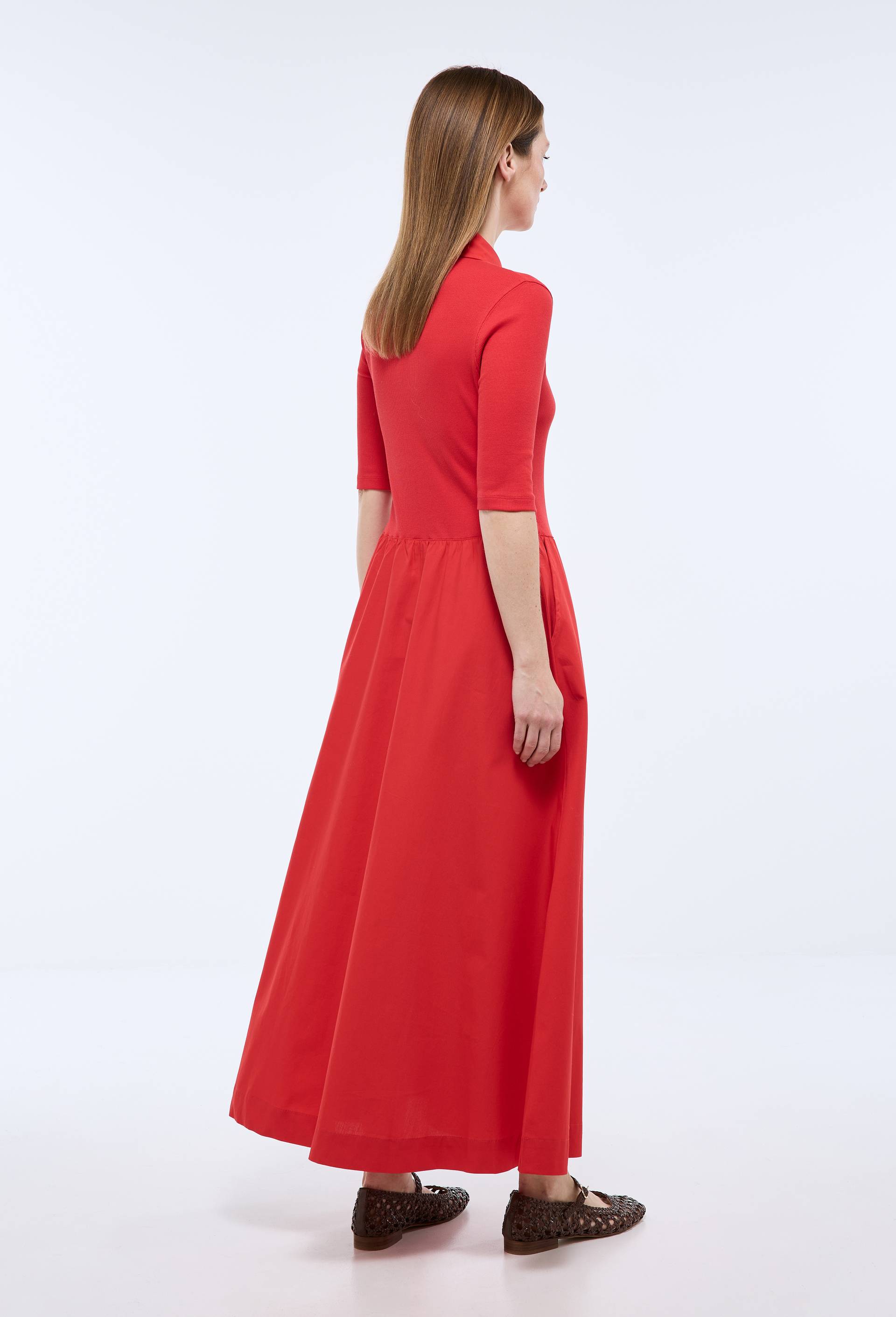 Robe polo uni en coton BIO GOTS, Rouge, large image number 2