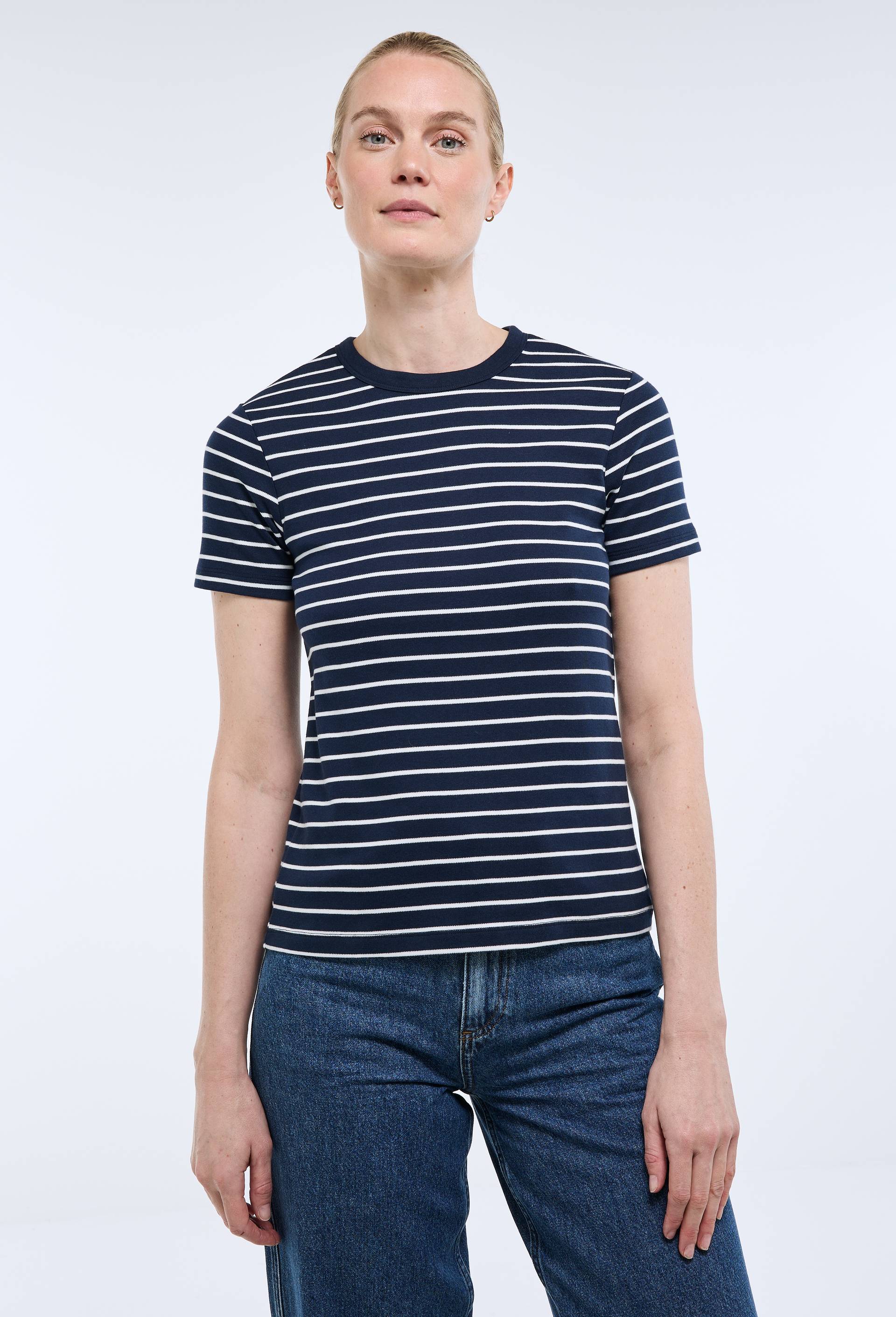 T-shirt &agrave; manches courtes &eacute;pais en coton BIO GOTS, Bleu fonc&eacute;, swatch image