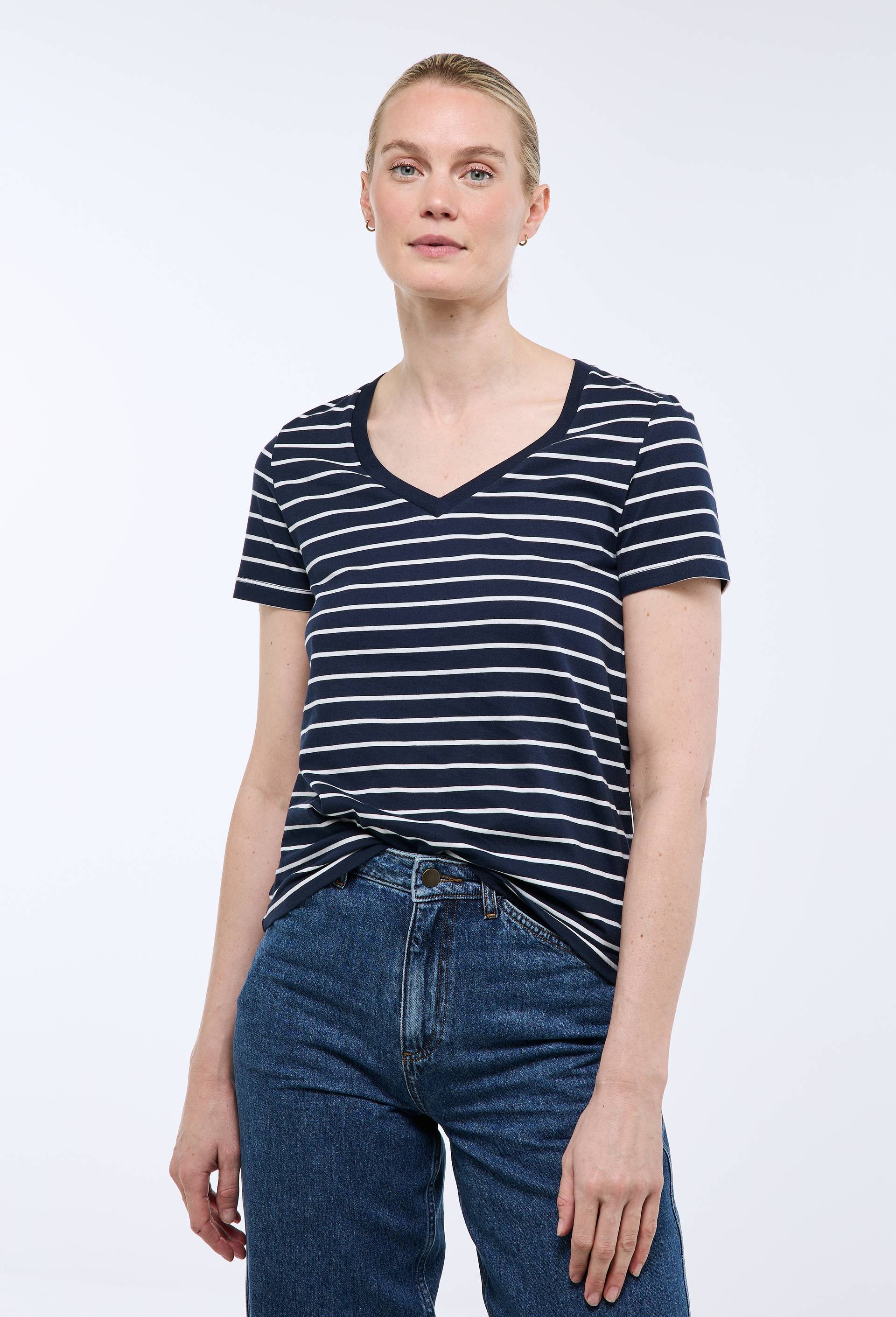 T-shirt manches courtes uni en coton BIO GOTS, Bleu fonc&eacute;, large image number 0.0