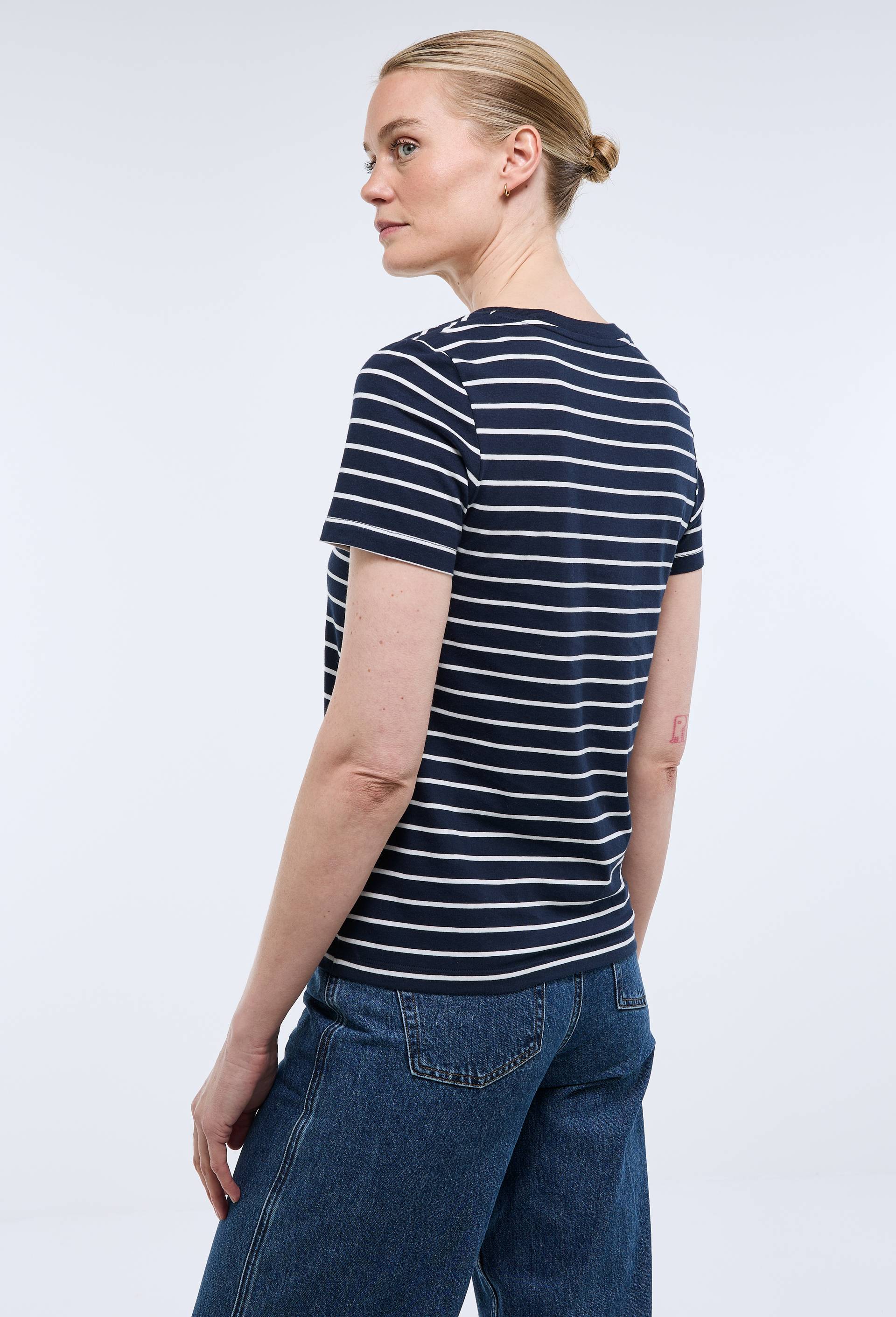 T-shirt manches courtes uni en coton BIO GOTS, Bleu fonc&eacute;, large image number 1