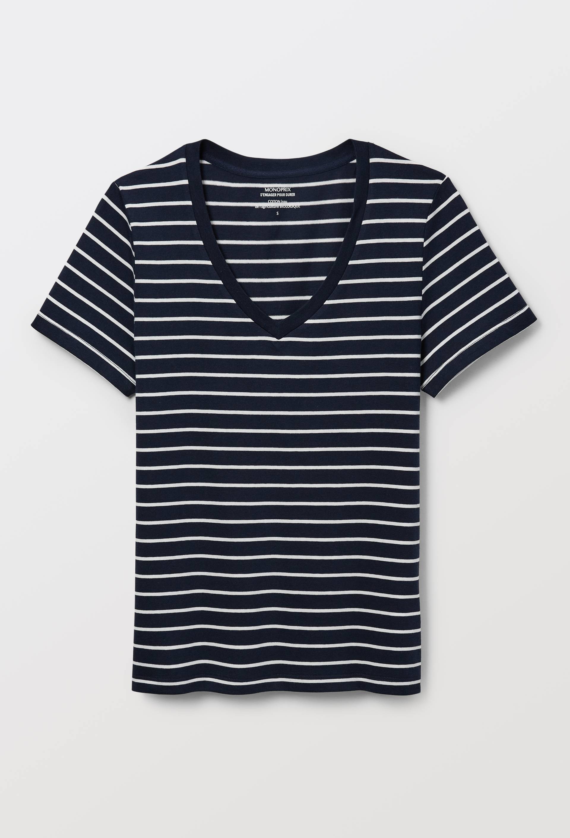 T-shirt manches courtes uni en coton BIO GOTS, Bleu fonc&eacute;, large image number 2.0
