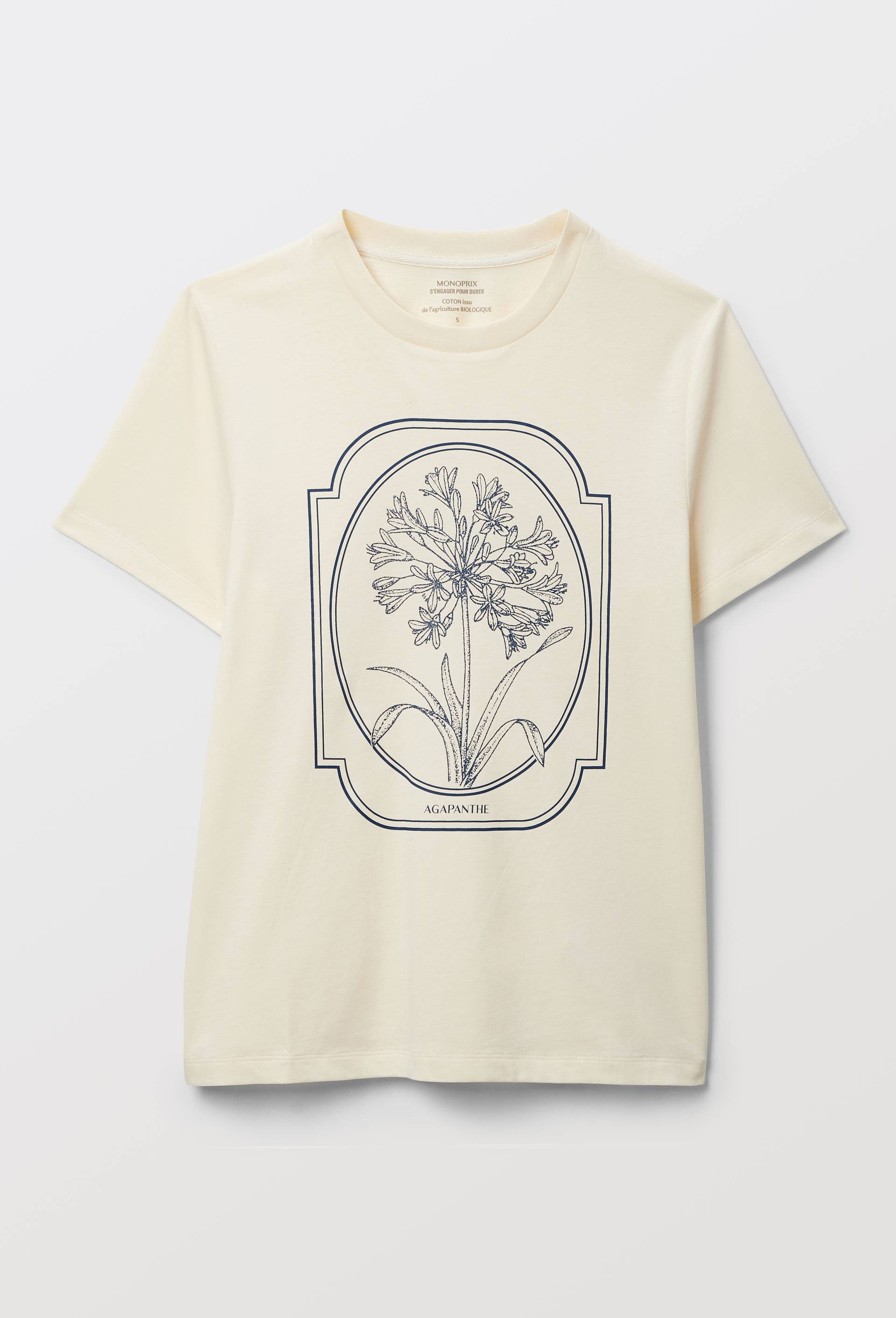 T-shirt &agrave; manches courtes avec imprim&eacute; plac&eacute;, Beige clair, large image number 2