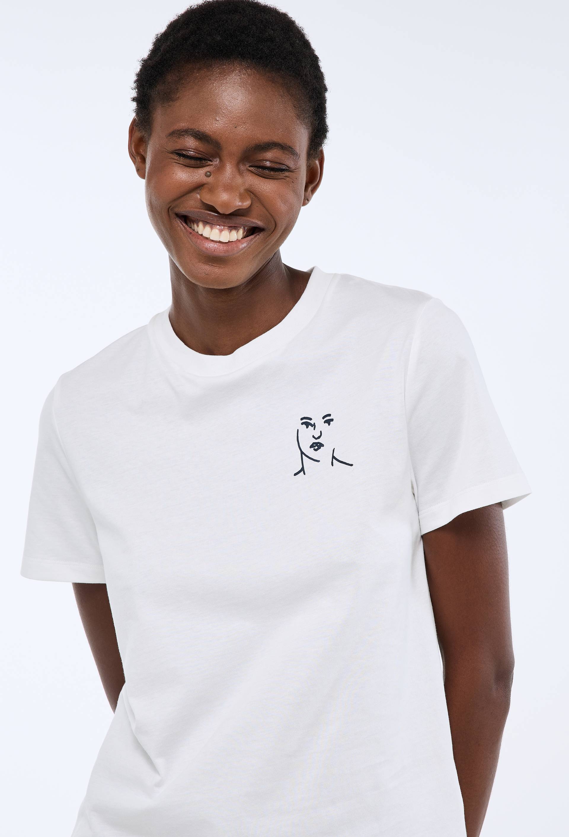 T-shirt &agrave; manches courtes avec imprim&eacute; plac&eacute;, Ecru, swatch image