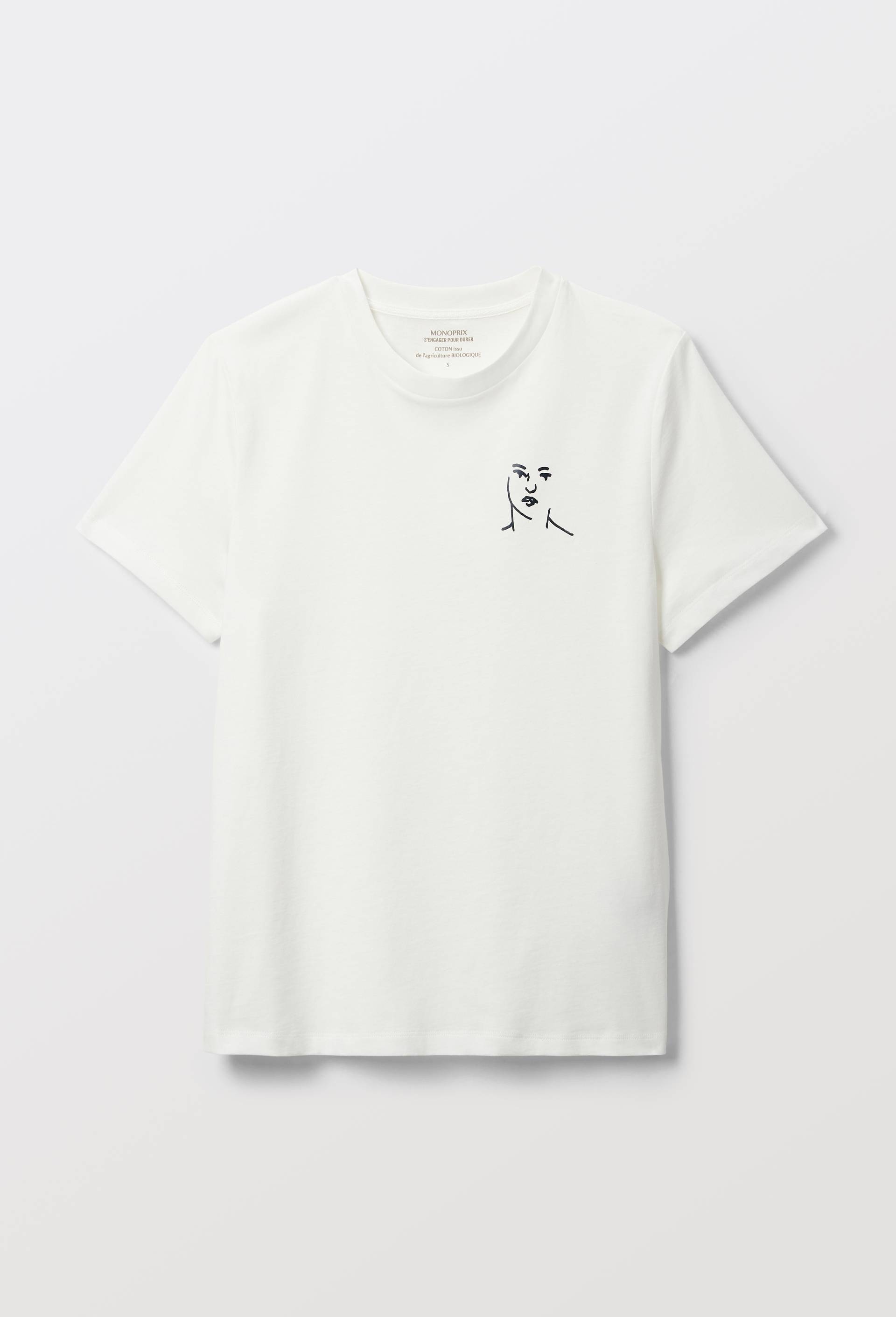T-shirt &agrave; manches courtes avec imprim&eacute; plac&eacute;, Ecru, large image number 2