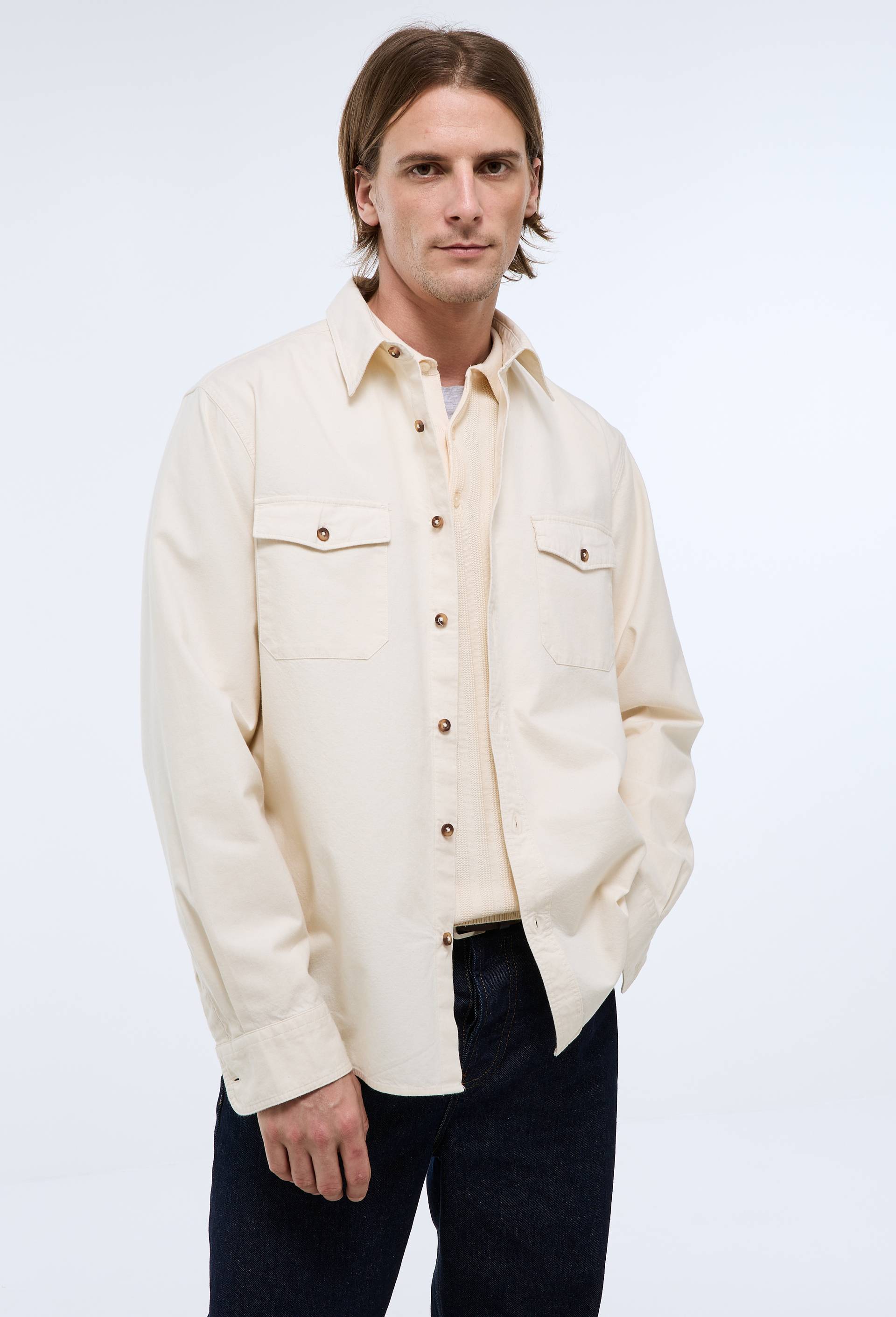 Chemise manches longues en coton bio GOTS, Ecru, large image number 1.0
