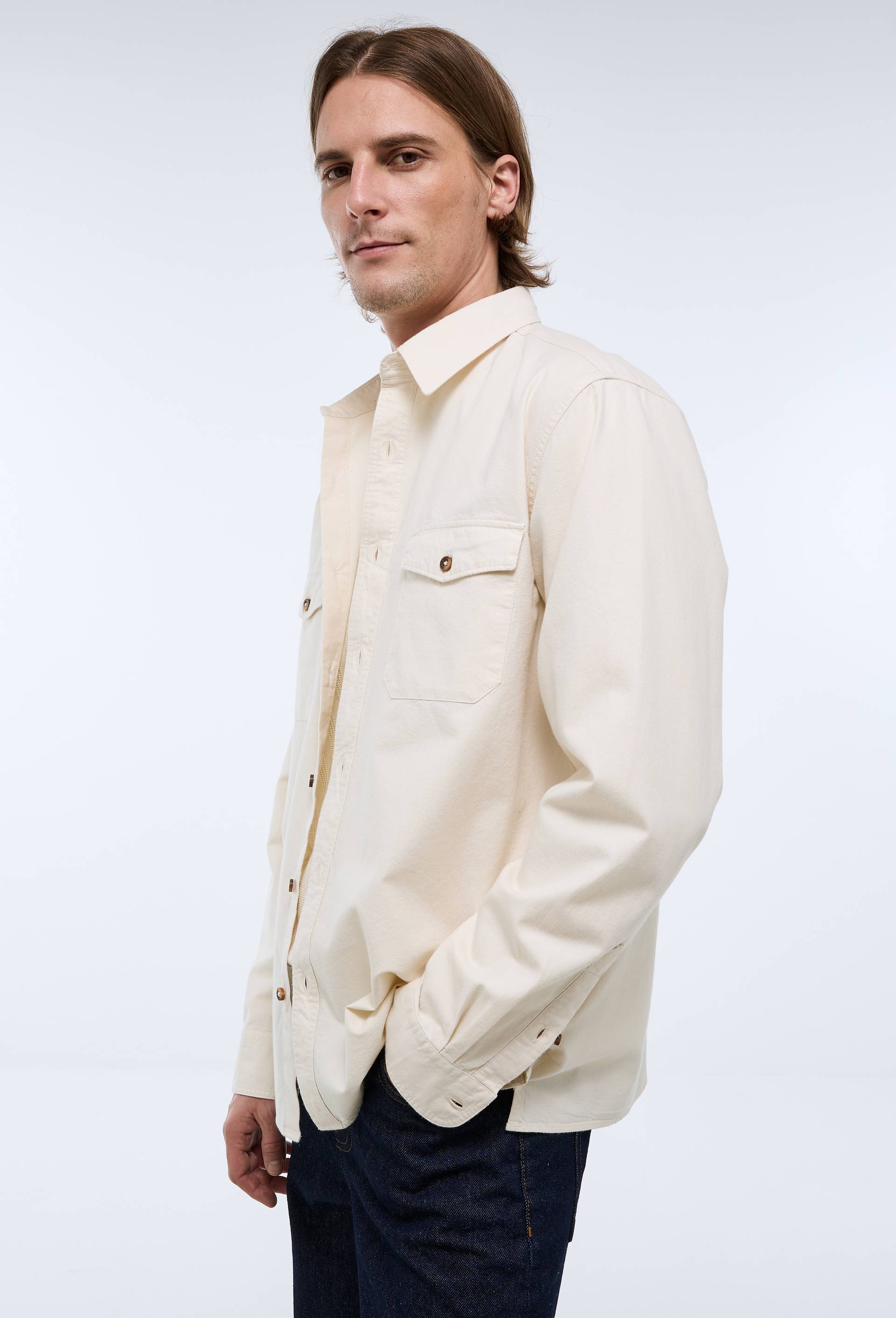 Chemise manches longues en coton bio GOTS, Ecru, large image number 2