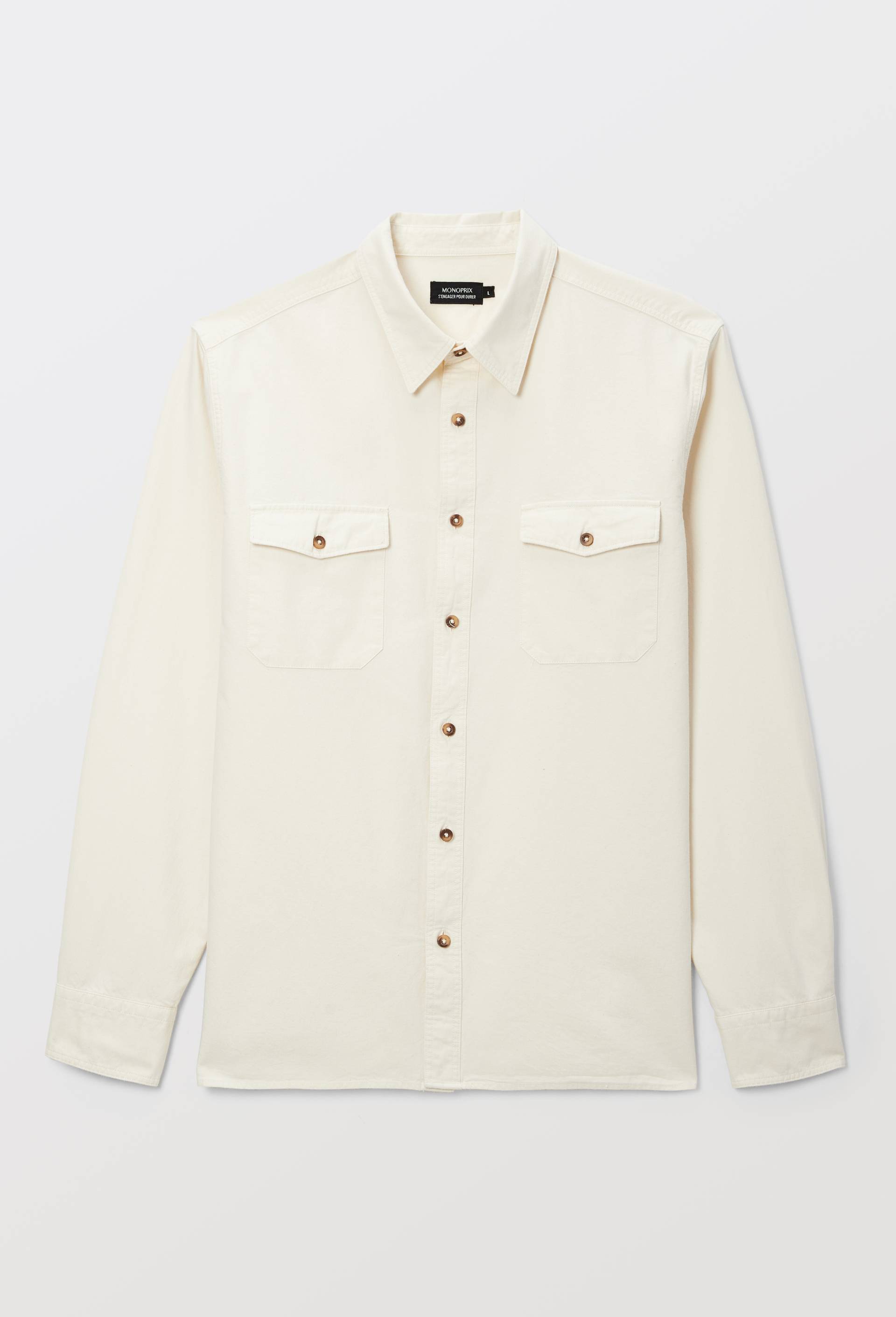 Chemise manches longues en coton bio GOTS, Ecru, large image number 4