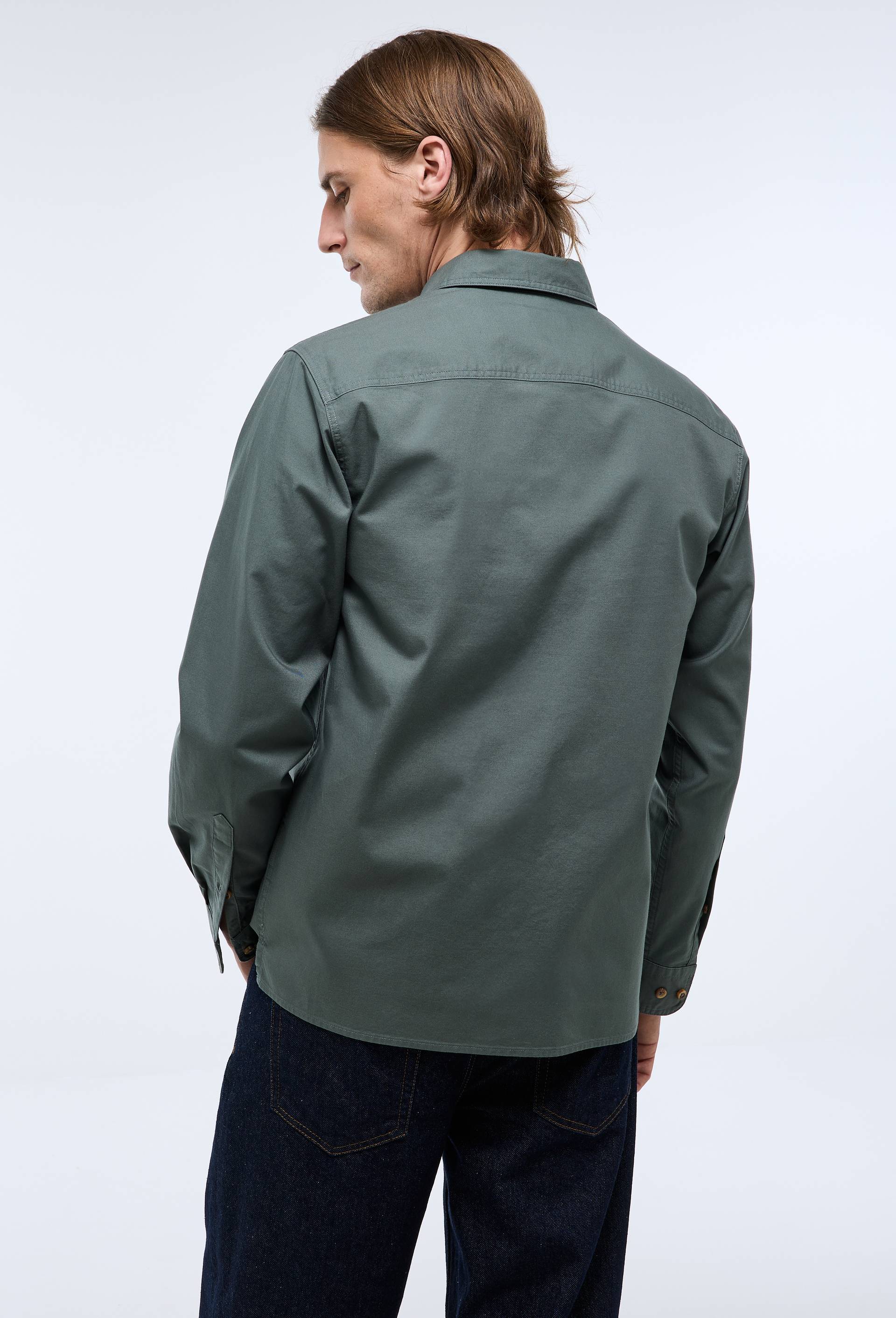 Chemise manches longues en coton bio GOTS, Vert fonc&eacute;, large image number 2