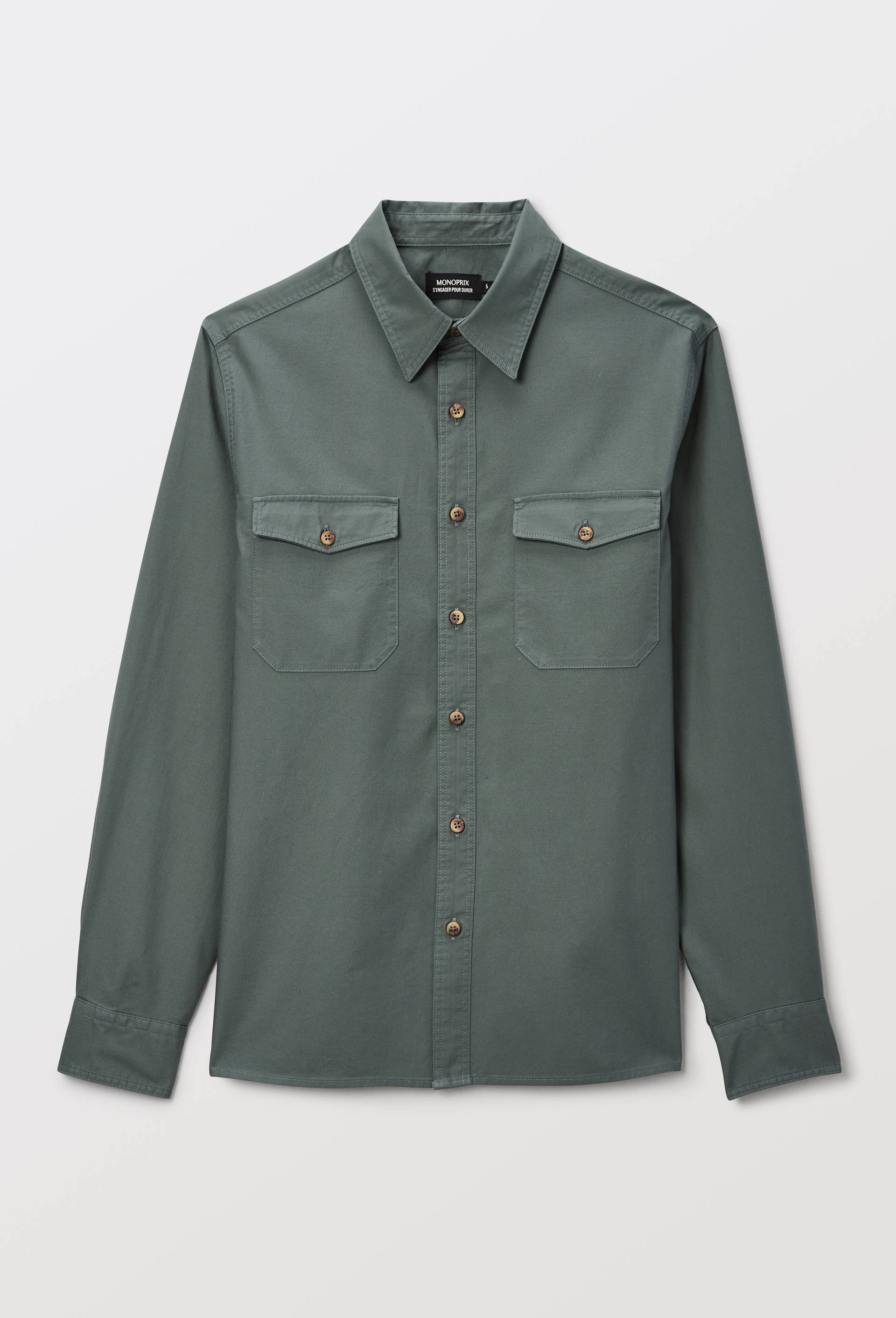 Chemise manches longues en coton bio GOTS, Vert fonc&eacute;, large image number 3