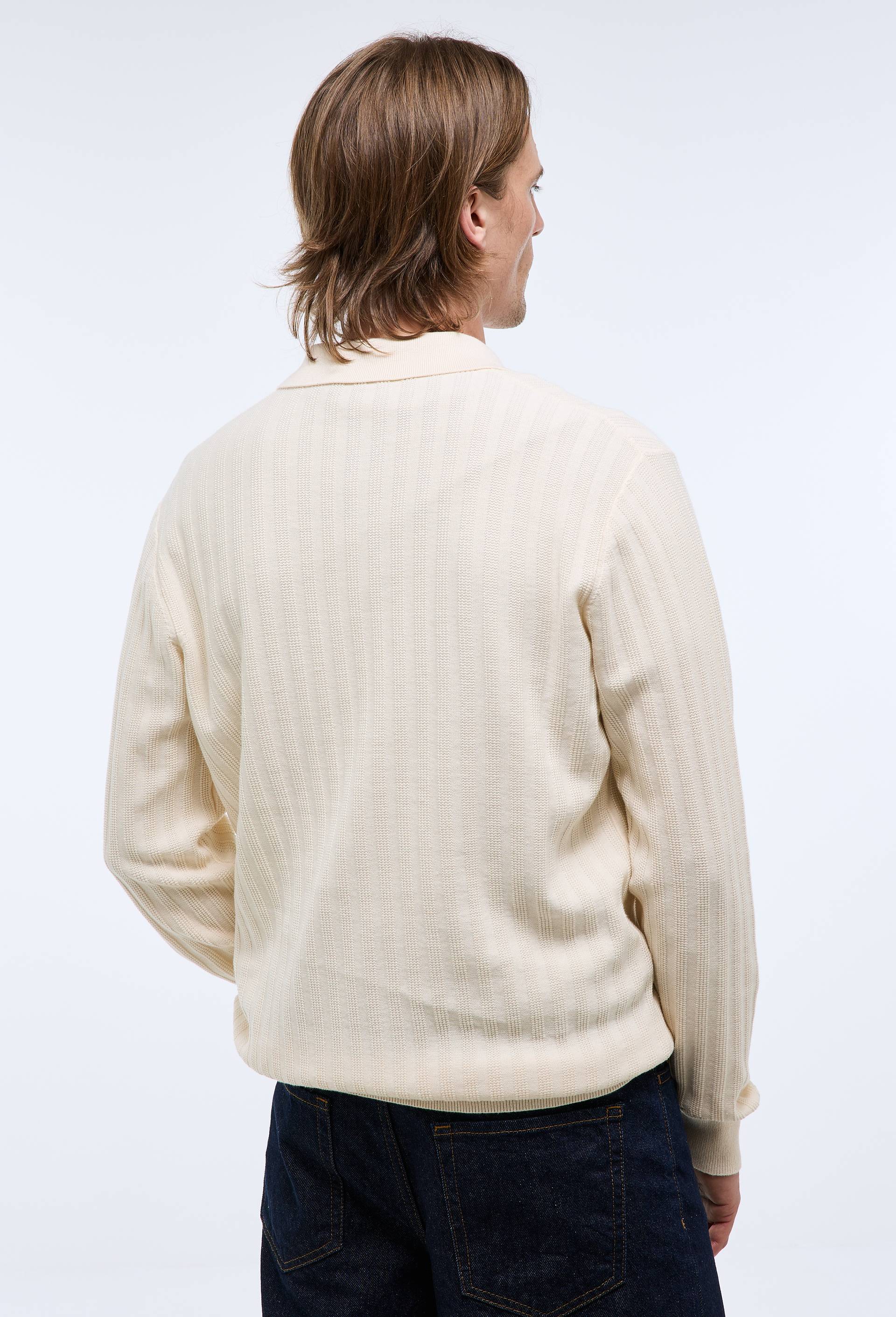 Pull col polo en coton bio GOTS, Ecru, large image number 2.0