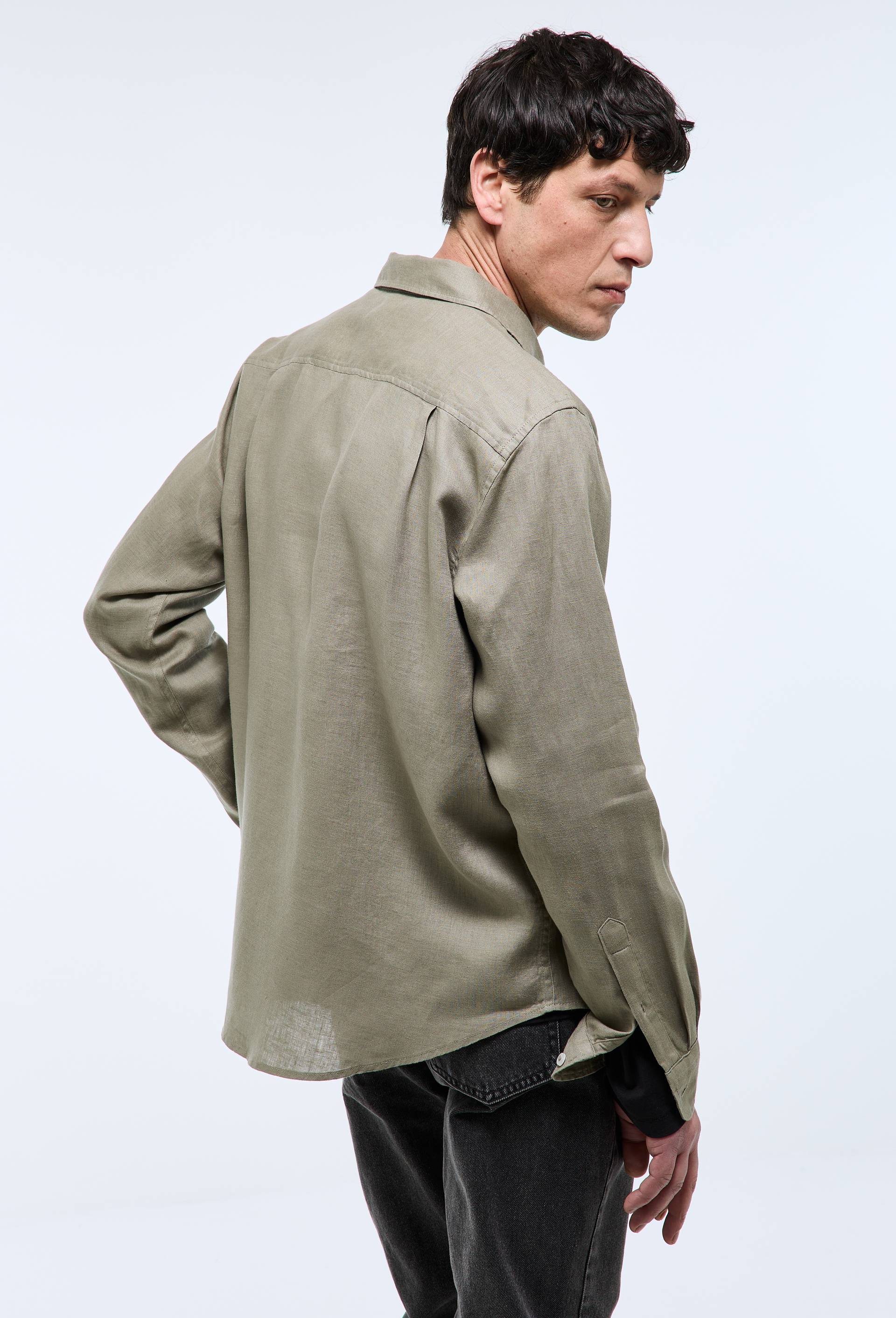 Chemise manches longues en lin, Vert, large image number 2.0