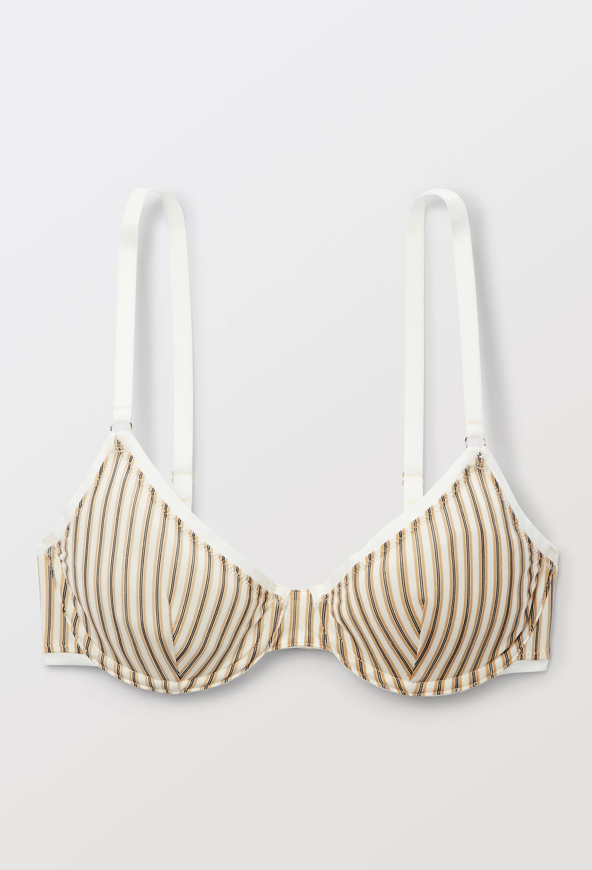 Soutien-gorge corbeille balconnet FLORA en microfibre imprim&eacute;, Ecru, large image number 2.0