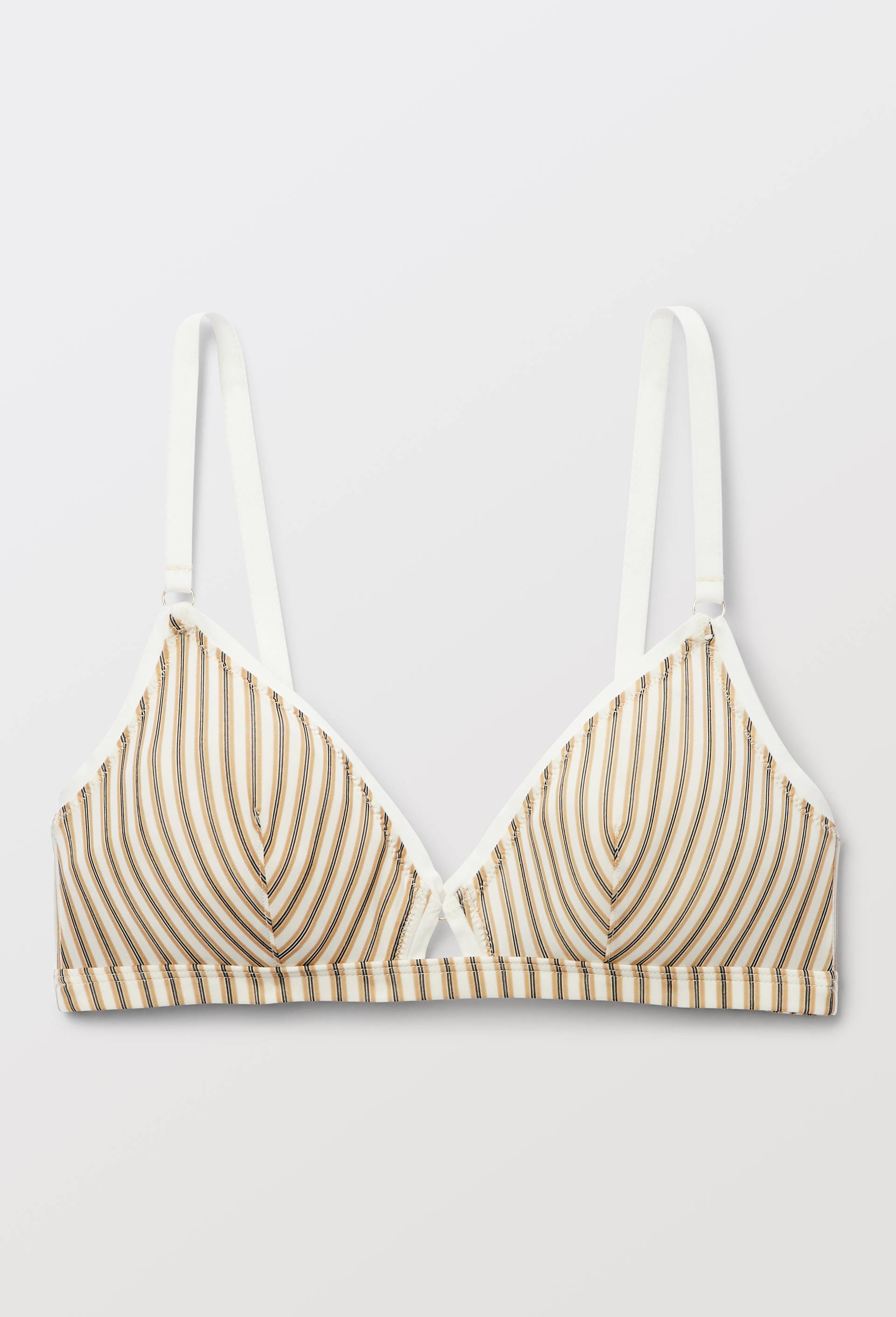 Soutien-gorge triangle FLORA en microfibre imprim&eacute;e, Ecru, large image number 2.0