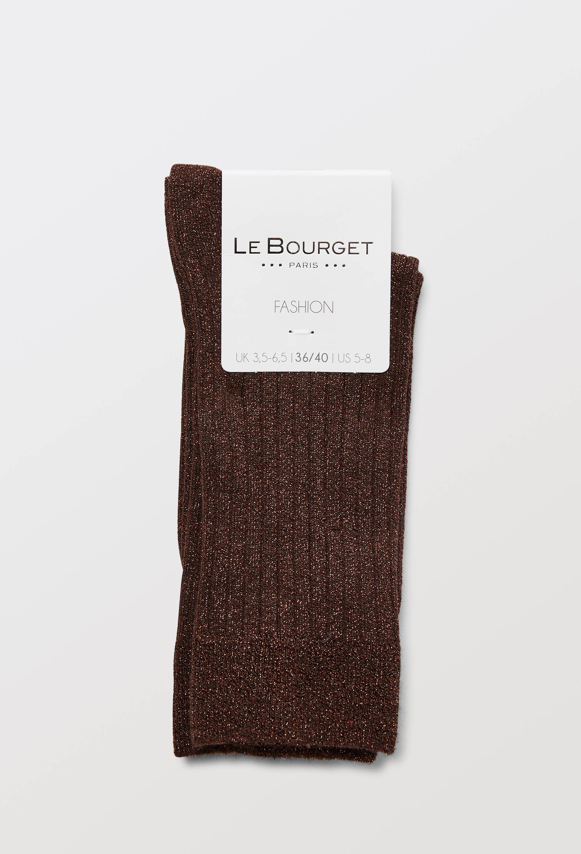 Paire de chaussettes fantaisie avec du lurex Le Bourget, Brun, large image number 3