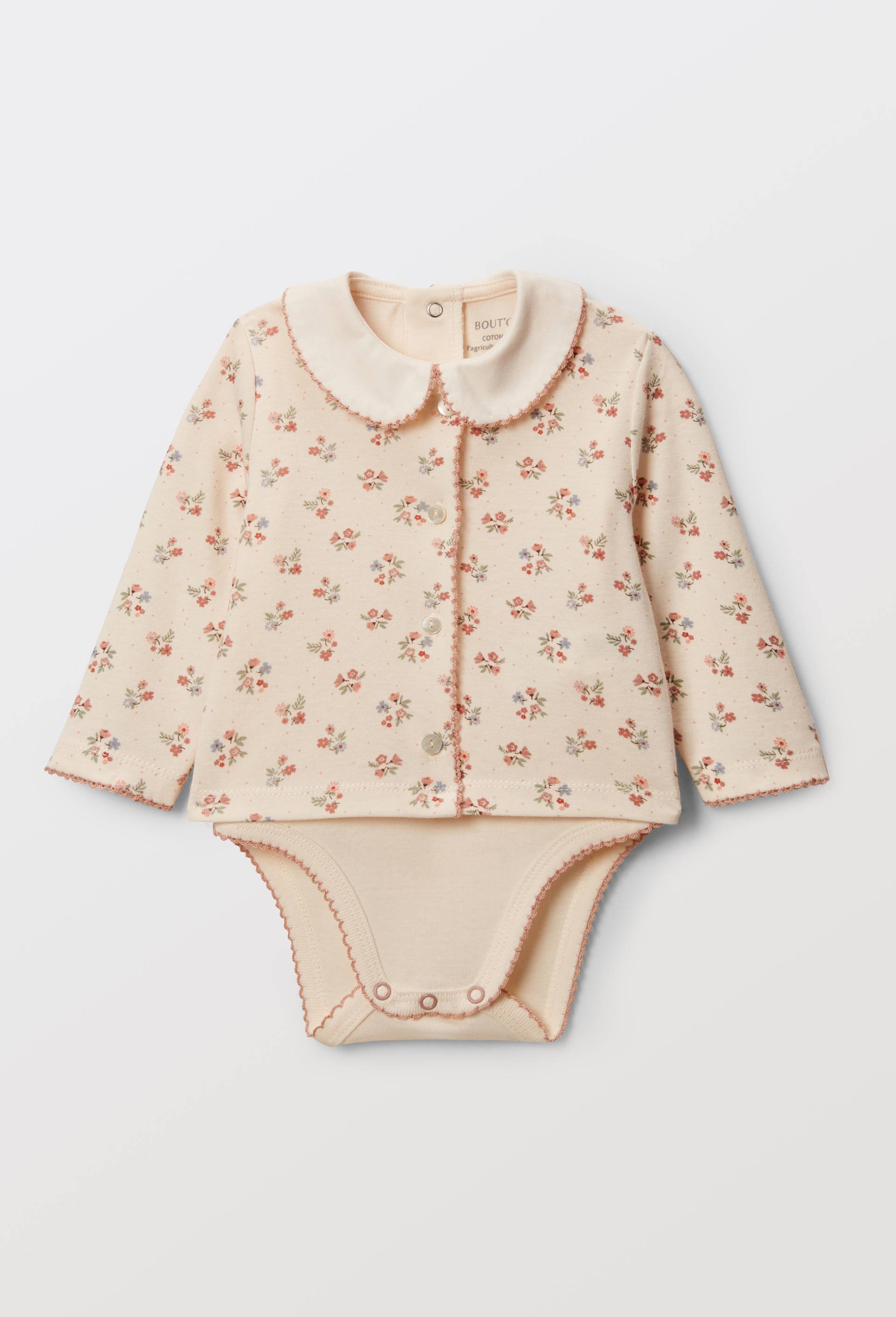 Lot body et cardigan en coton BIO GOTS, Beige clair, large image number 0