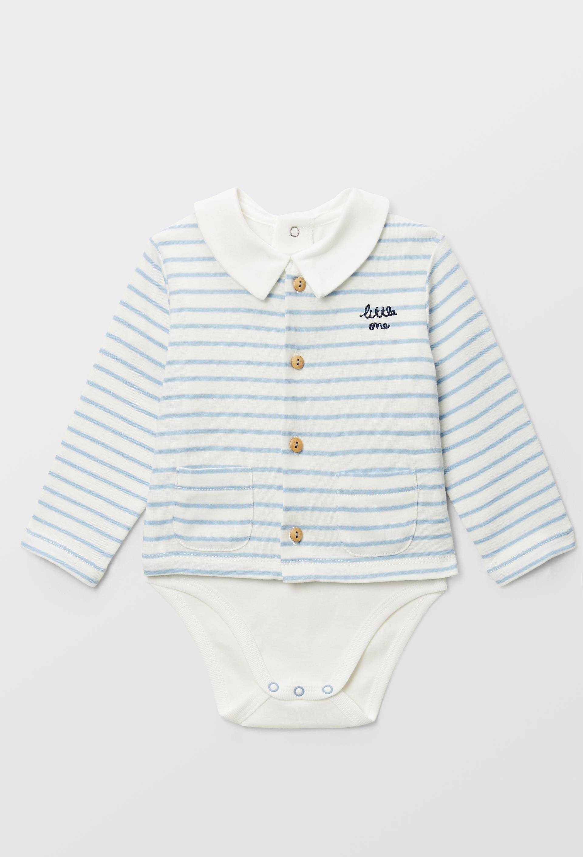 Lot body et cardigan en coton BIO GOTS, Bleu, large image number 0.0