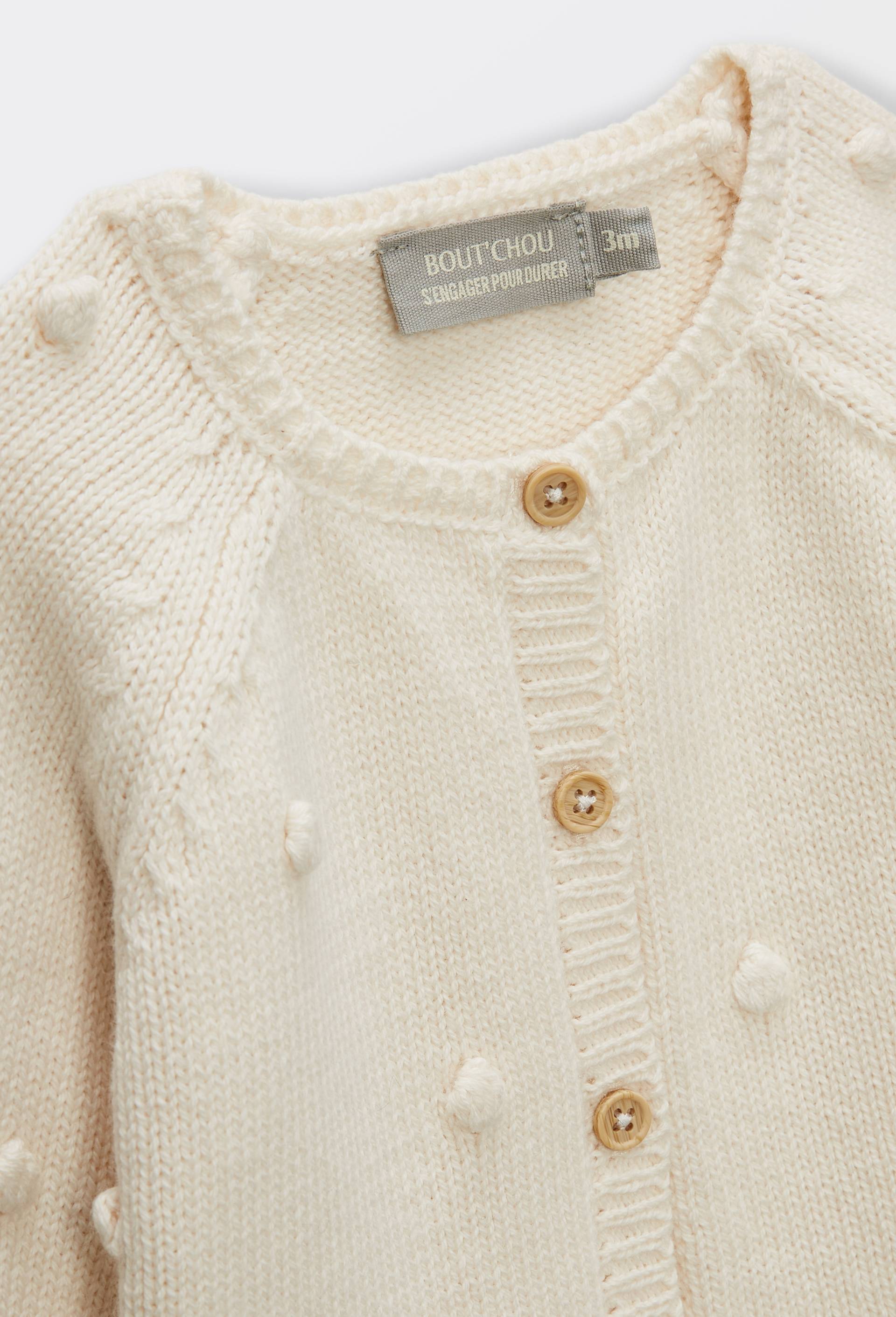 Cardigan &agrave; pois en coton, Beige clair, large image number 2