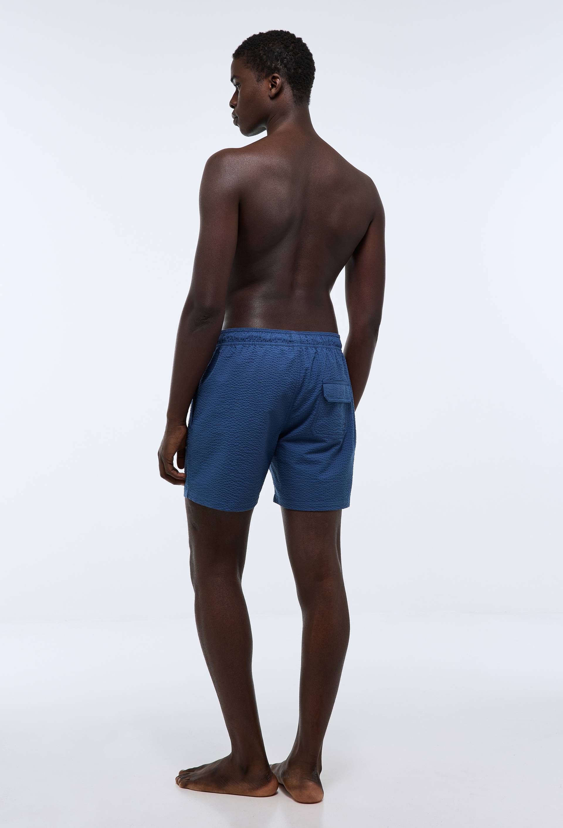 Short de bain seersucker uni, Bleu, large image number 1