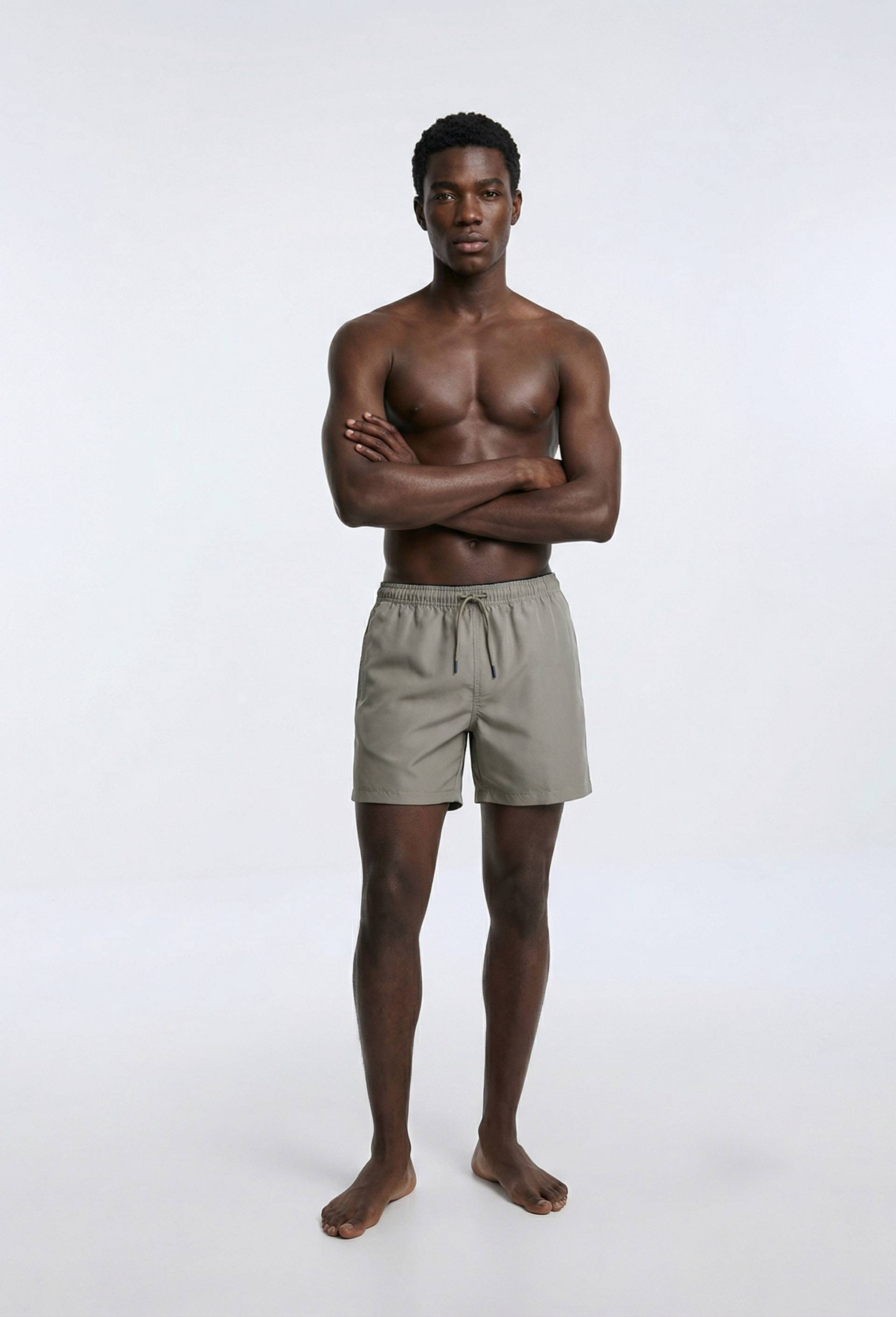 Short de bain uni, Vert, swatch image