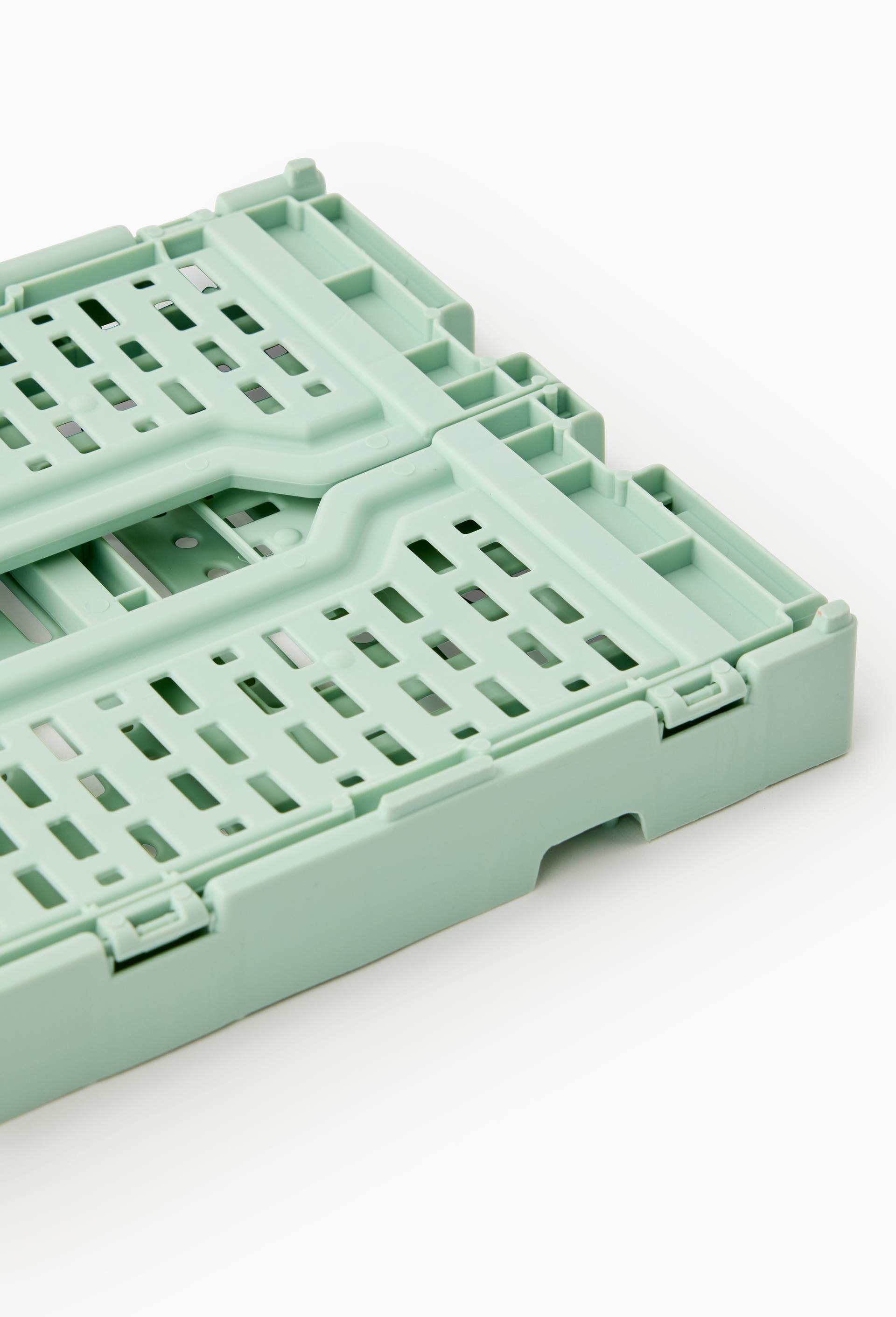 Caisse de rangement pliable, 27x17x10.5cm, en plastique recycl&eacute;, Vert clair, large image number 1