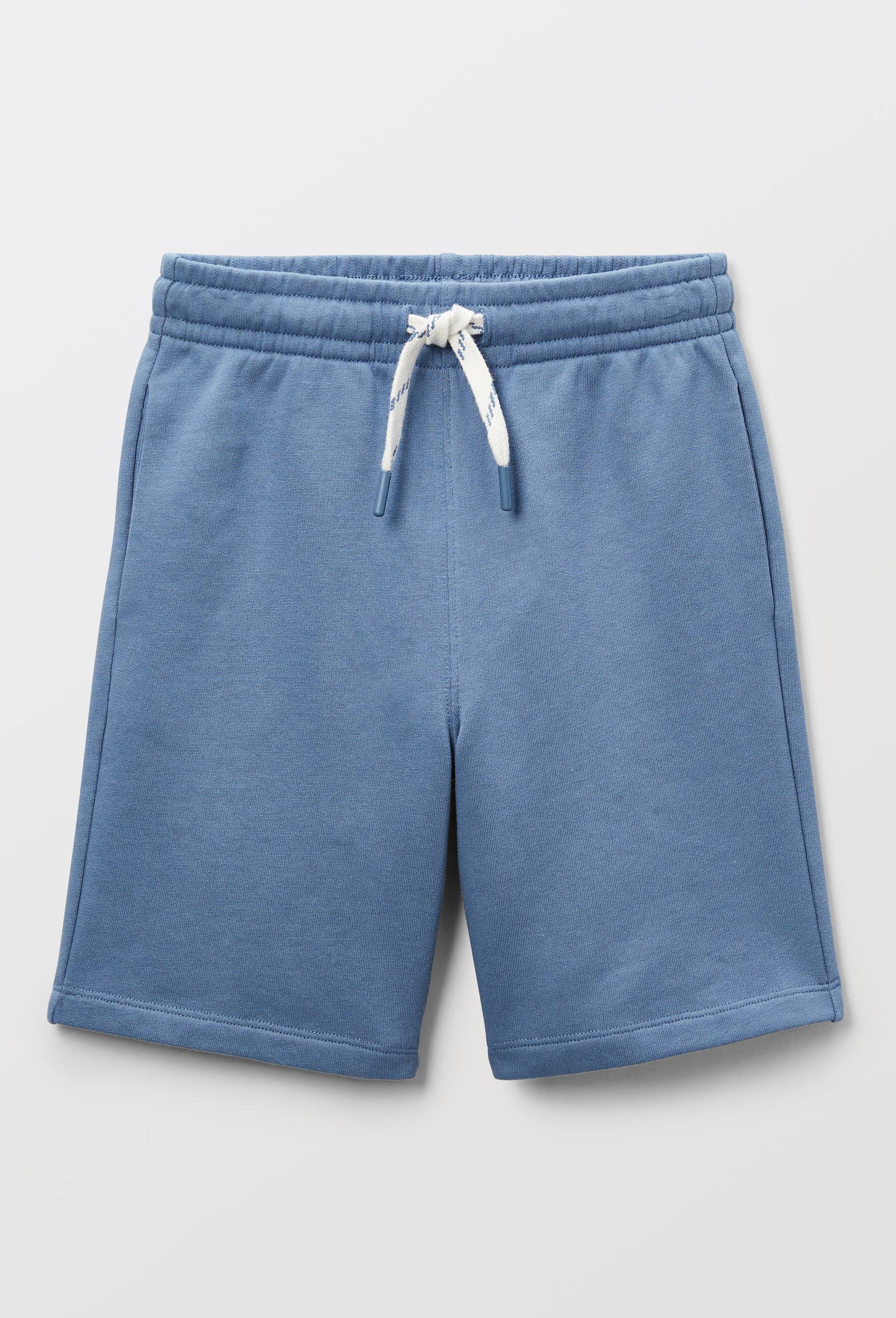 Bermuda &eacute;lastiqu&eacute; en molleton uni en coton BIO GOTS, Bleu, swatch image