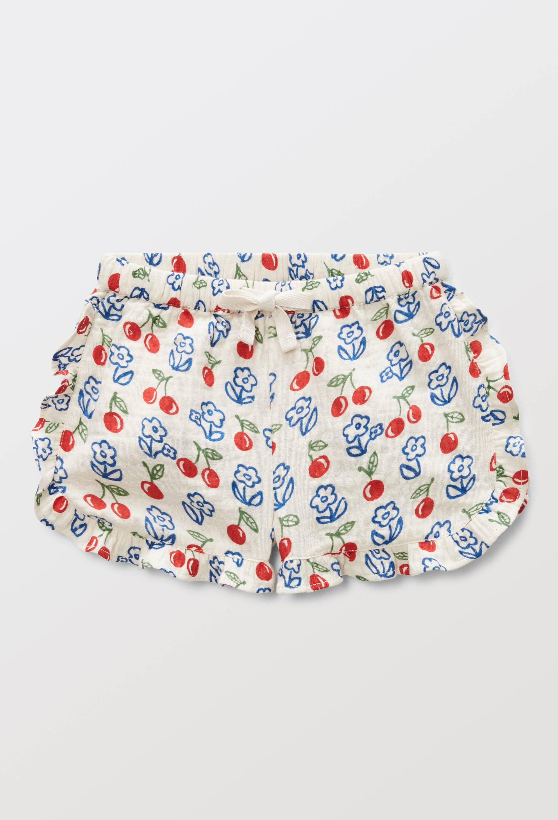 Short &agrave; volants imprim&eacute; en coton BIO GOTS, Beige clair, large image number 1.0