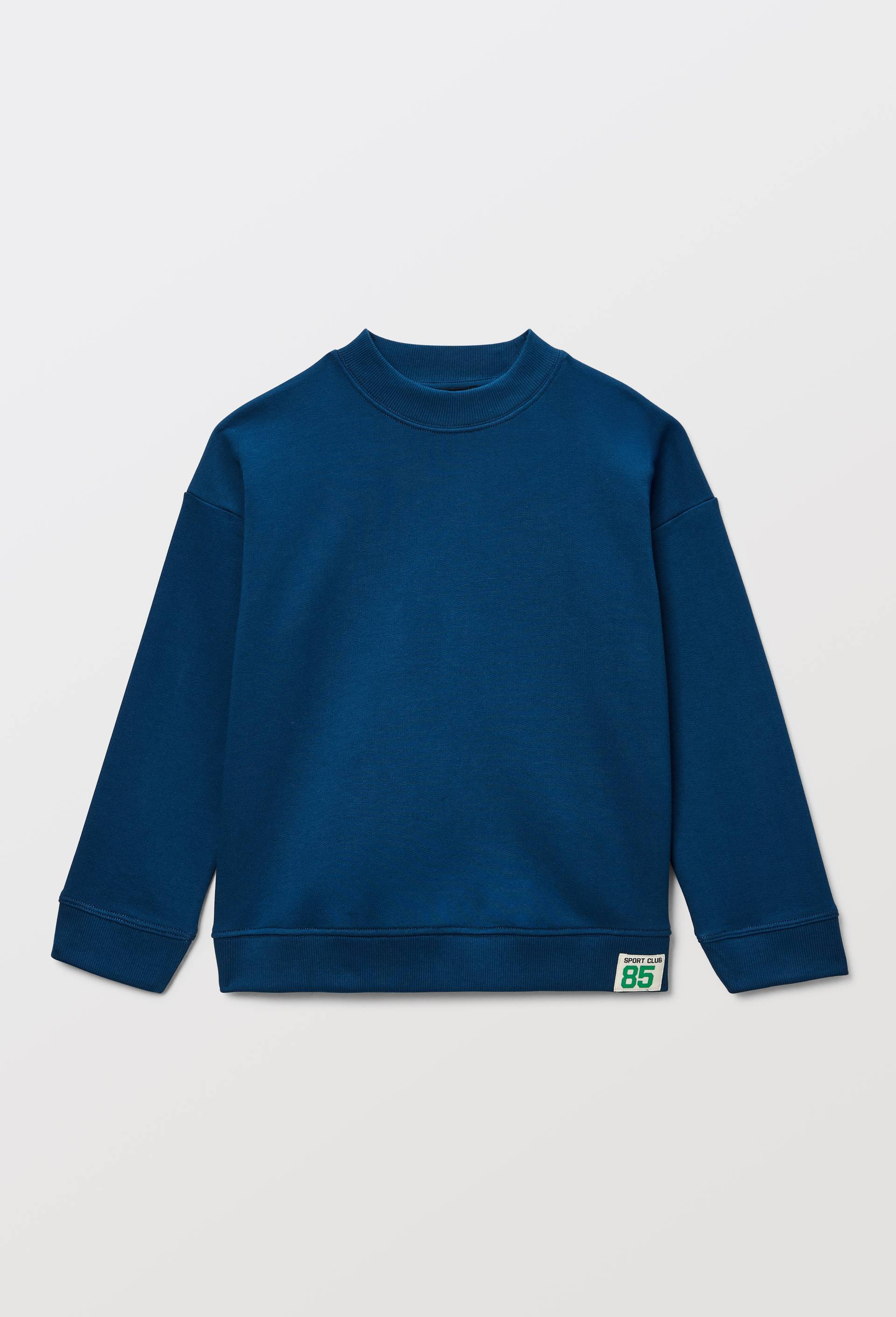Sweat uni en coton BIO GOTS, Bleu fonc&eacute;, large image number 1.0