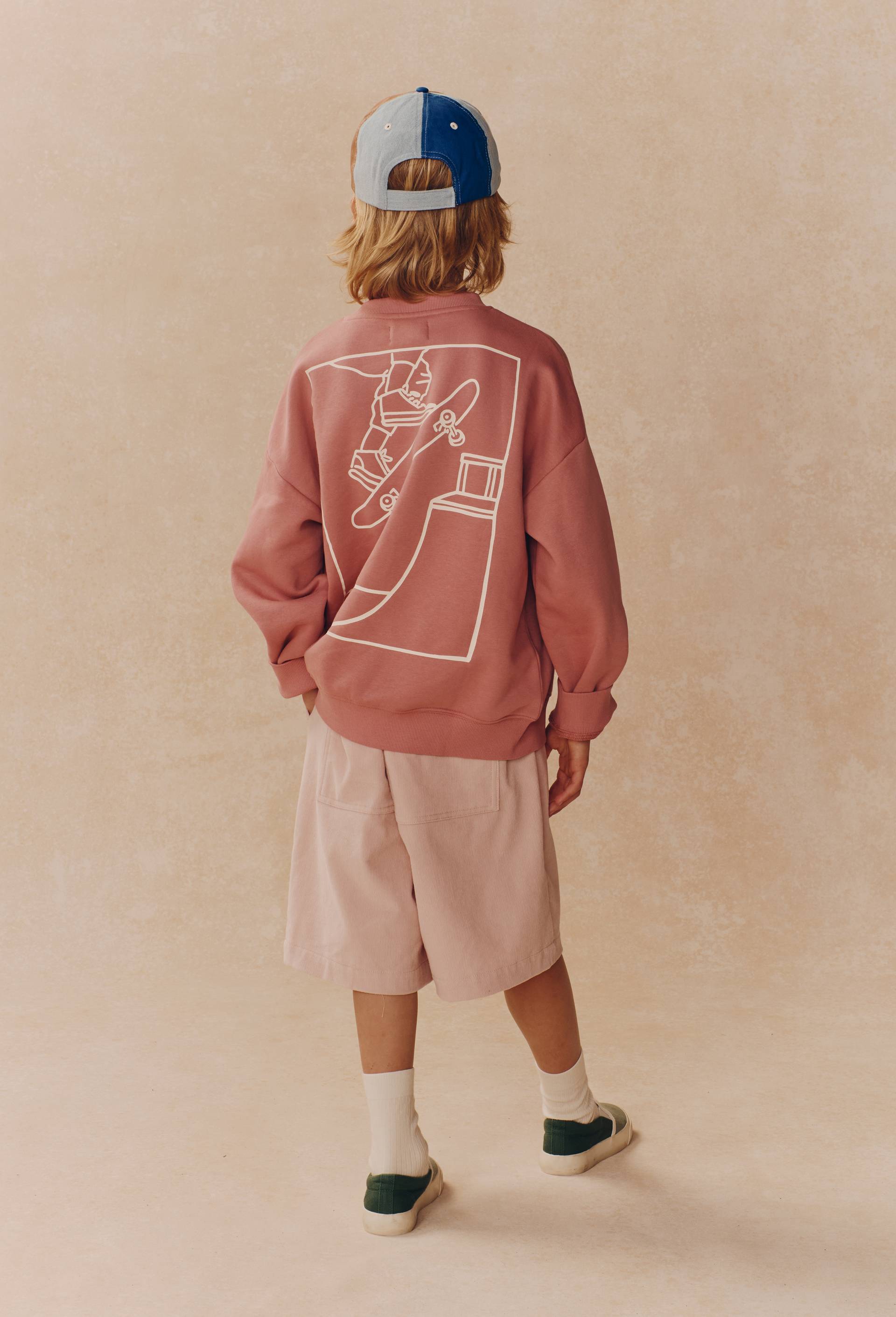 Sweat col rond imprim&eacute; en coton BIO GOTS, Rose, large image number 0.0