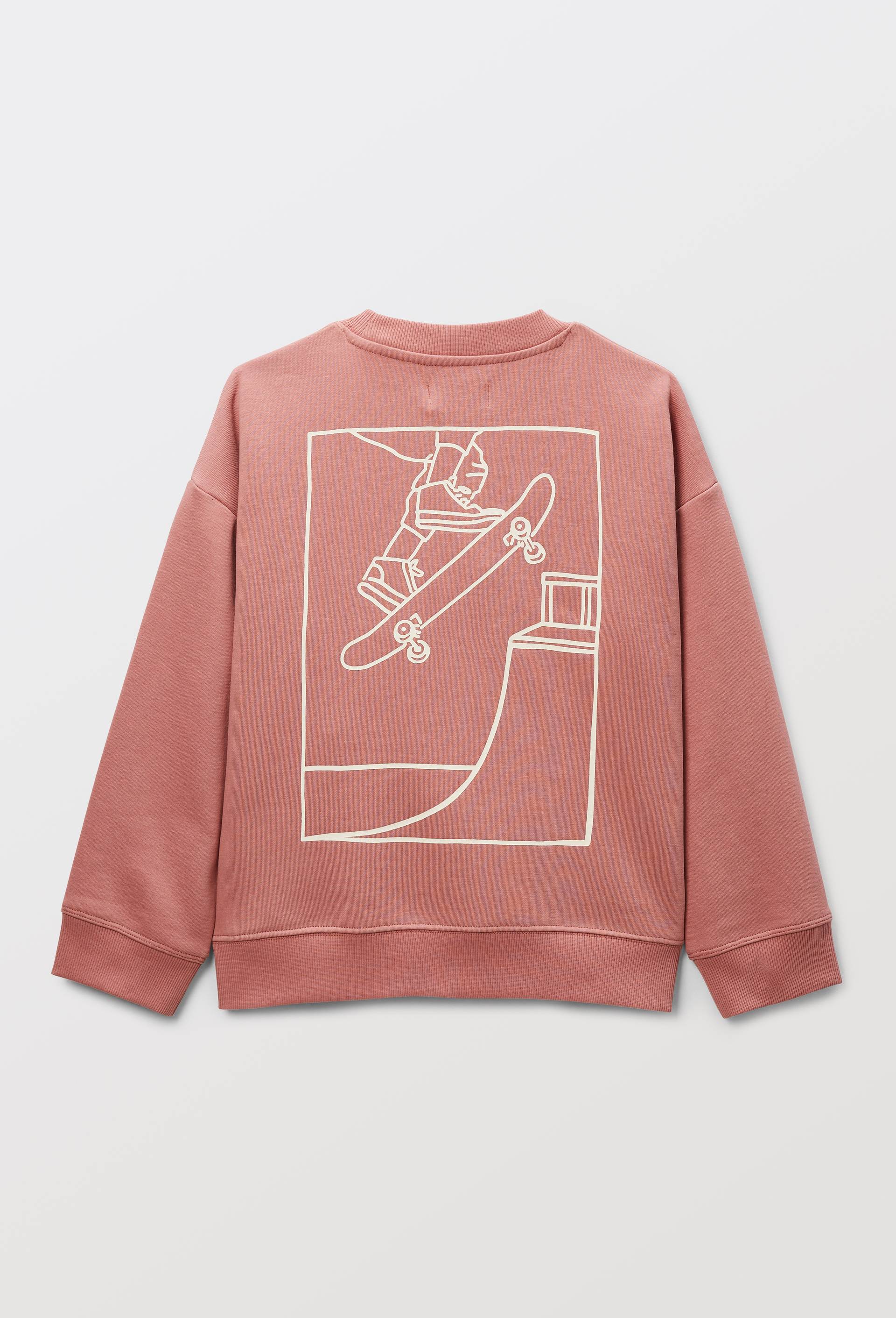 Sweat col rond imprim&eacute; en coton BIO GOTS, Rose, large image number 4.0