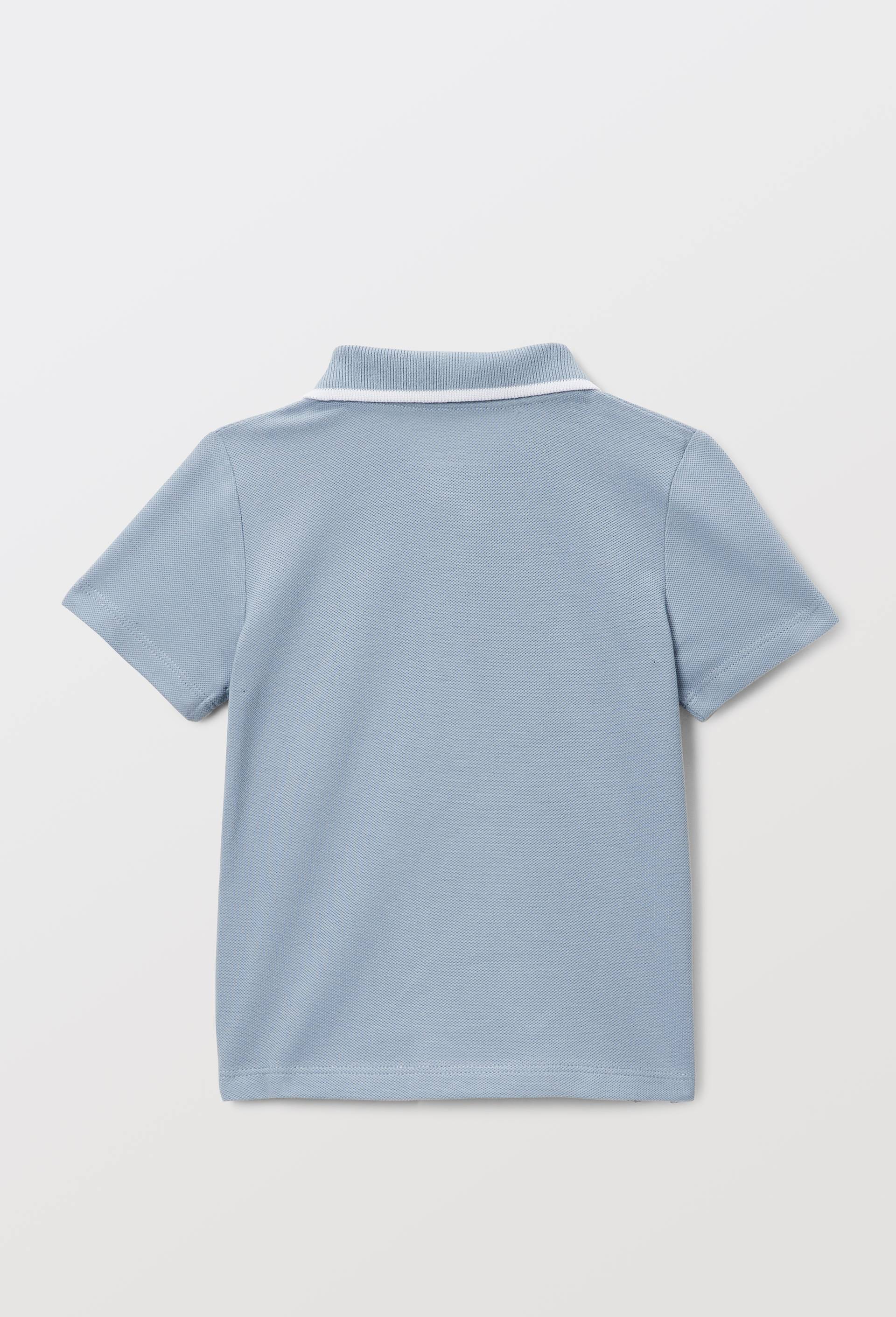 Polo manches courtes avec broderie en piqu&eacute; de coton BIO GOTS, Bleu, large image number 2