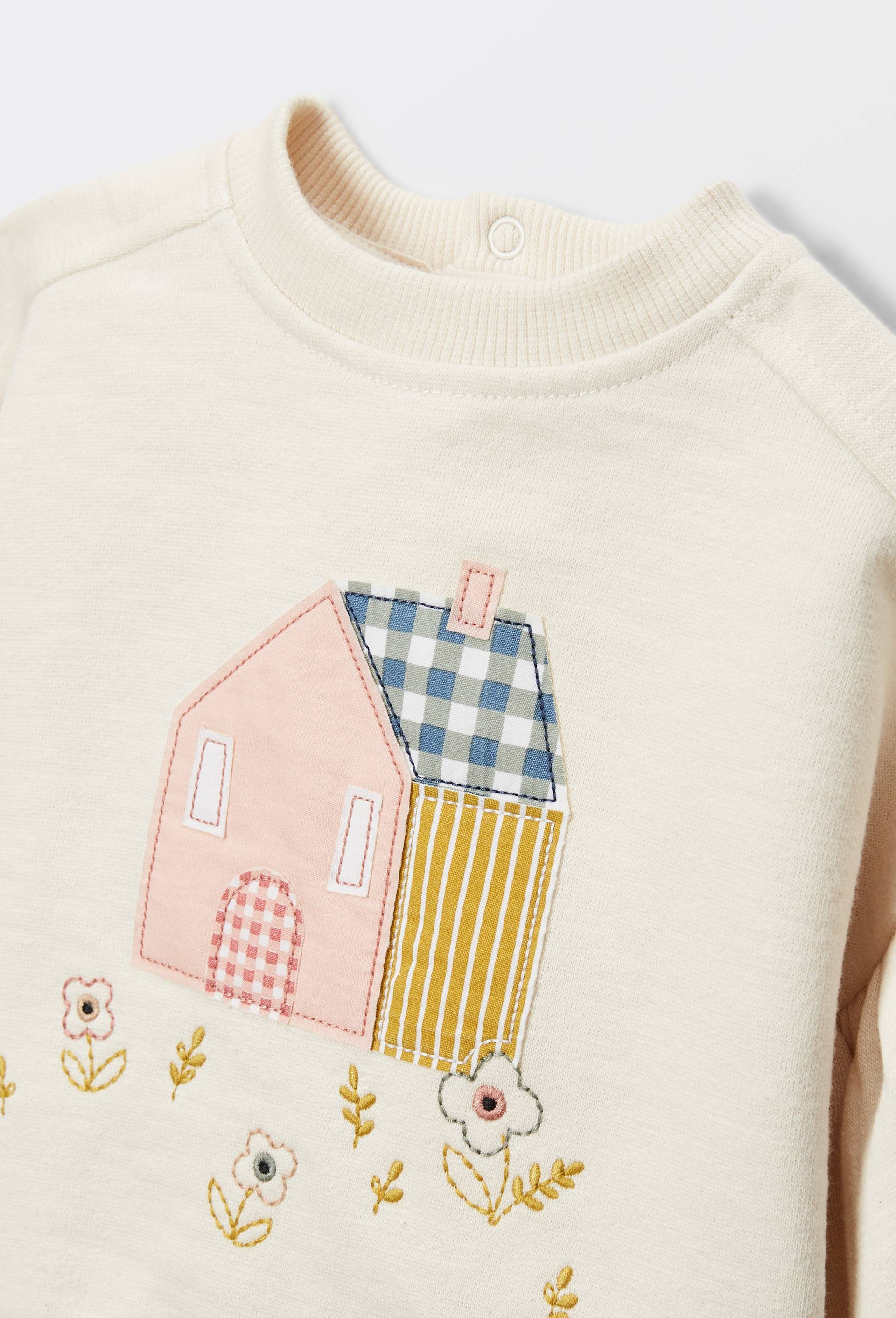 Sweat imprim&eacute; en coton BIO GOTS, Beige clair, large image number 3