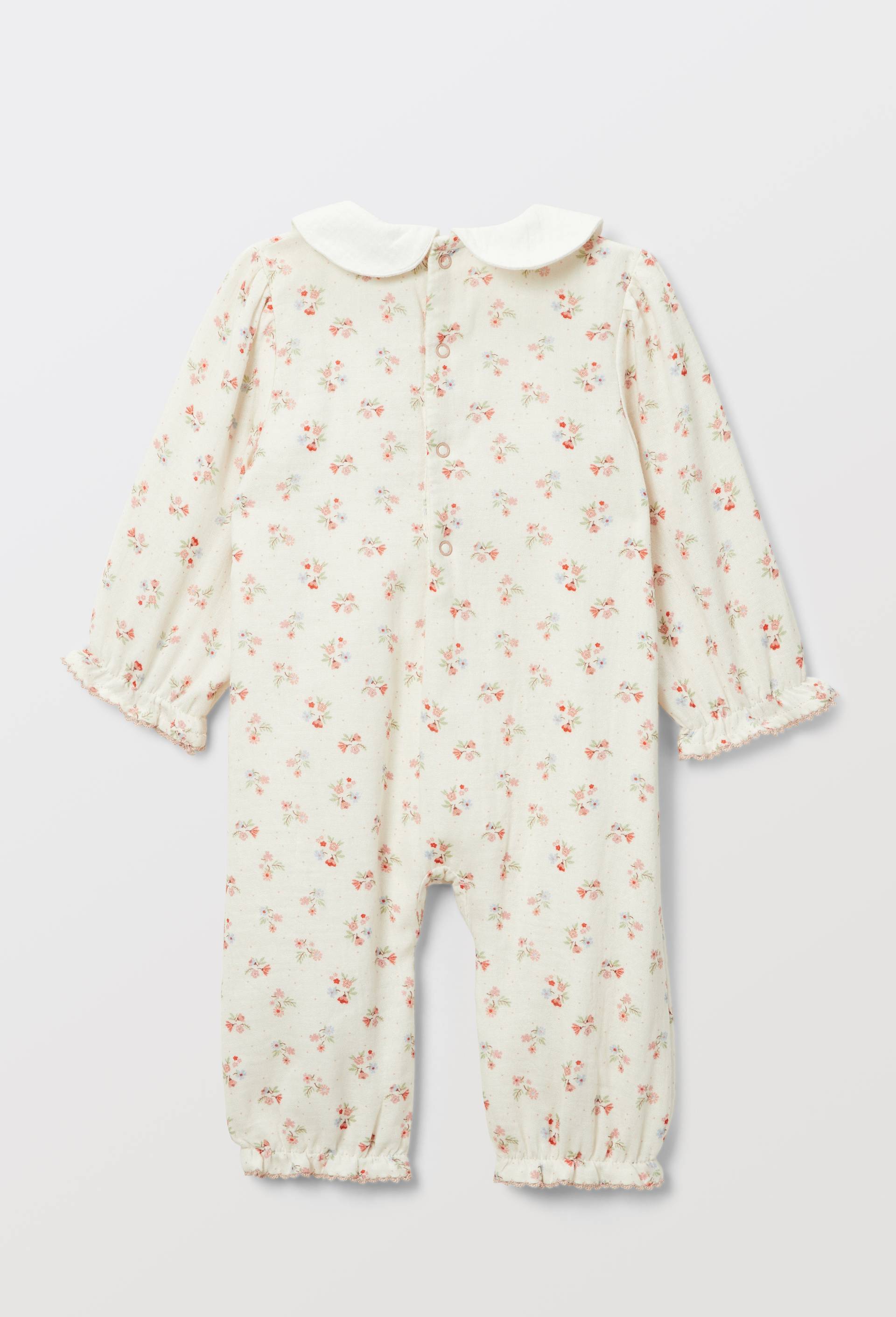 Combinaison longue imprim&eacute;e en gaze de coton BIO GOTS, Beige clair, large image number 2