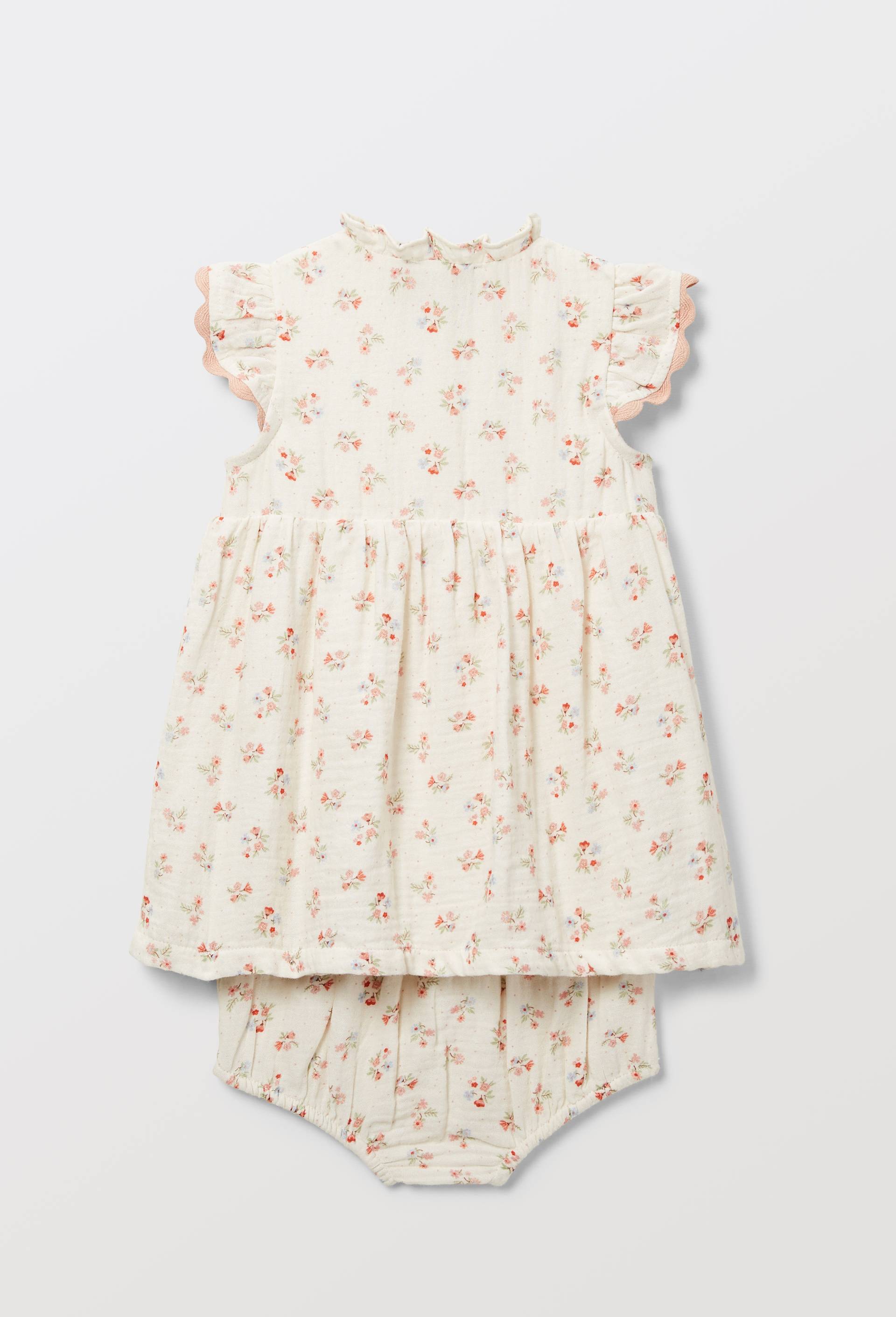 Robe imprim&eacute;e avec bloomer en coton BIO GOTS, Beige clair, large image number 1