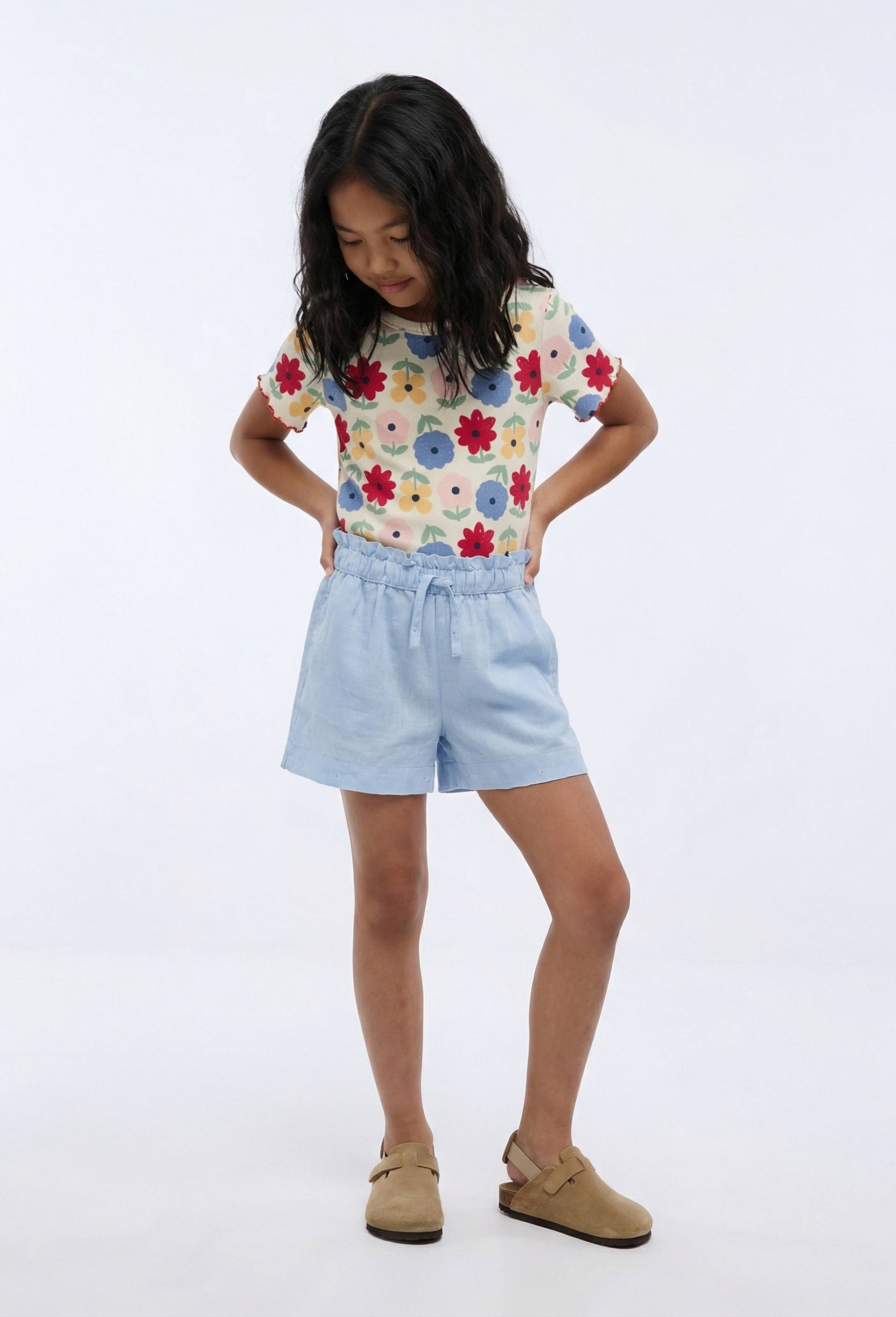Short uni en lin, Bleu clair, large image number 0