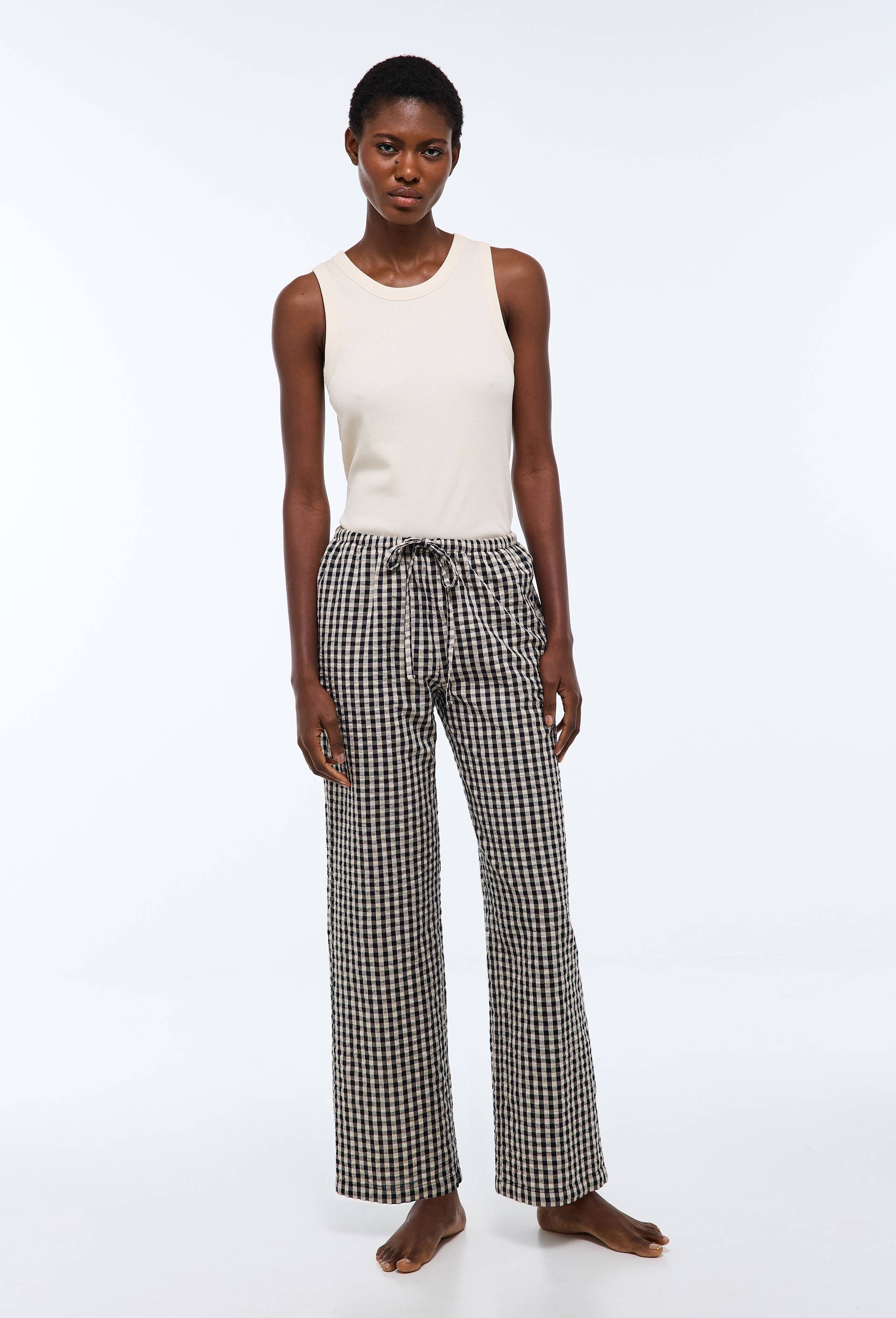 Pantalon ray&eacute; en coton BIO GOTS, Noir, large image number 0.0