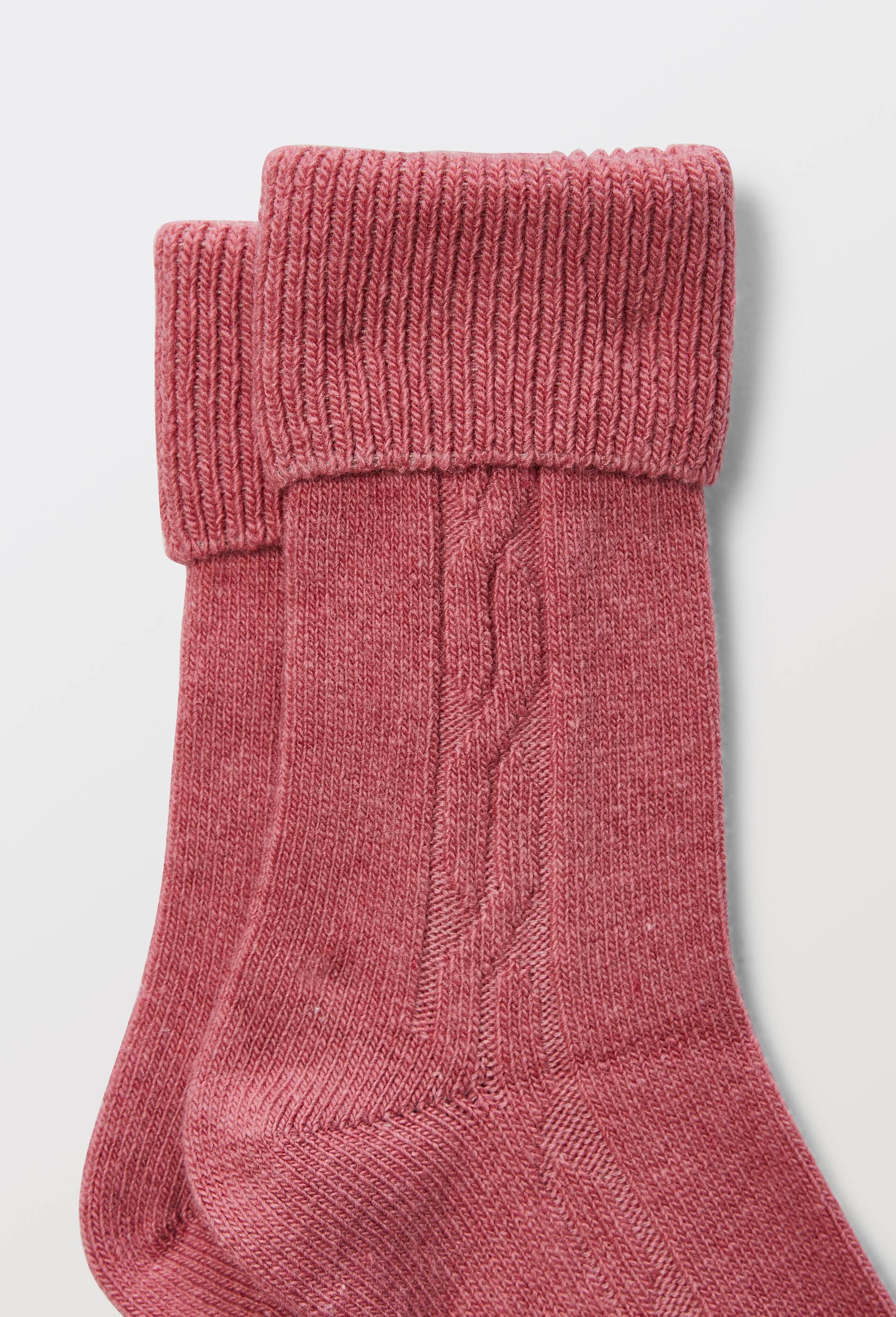 Paire de chaussettes torsad&eacute;es en laine et cachemire Le Bourget, Rose, large image number 2.0