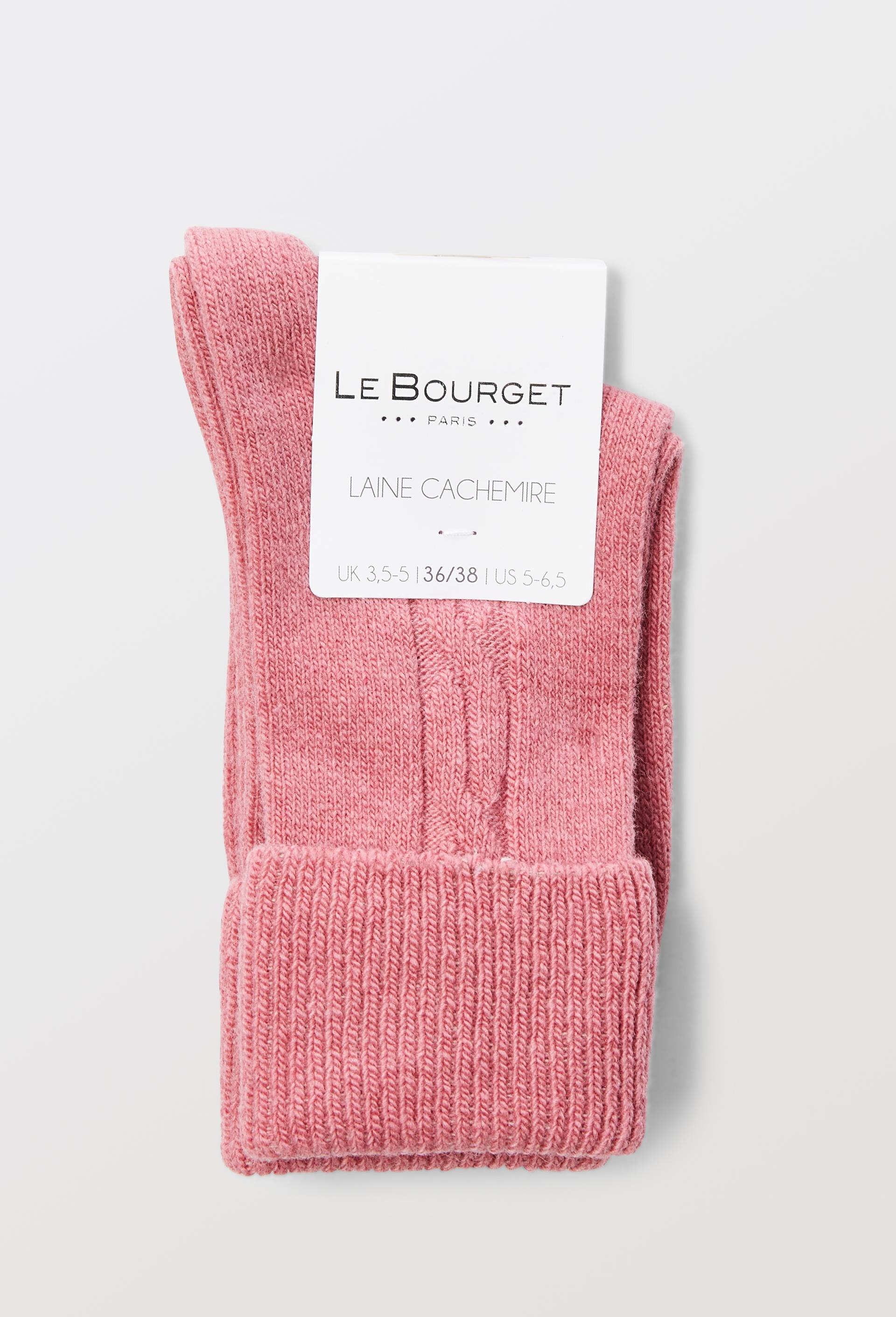 Paire de chaussettes torsad&eacute;es en laine et cachemire Le Bourget, Rose, large image number 3
