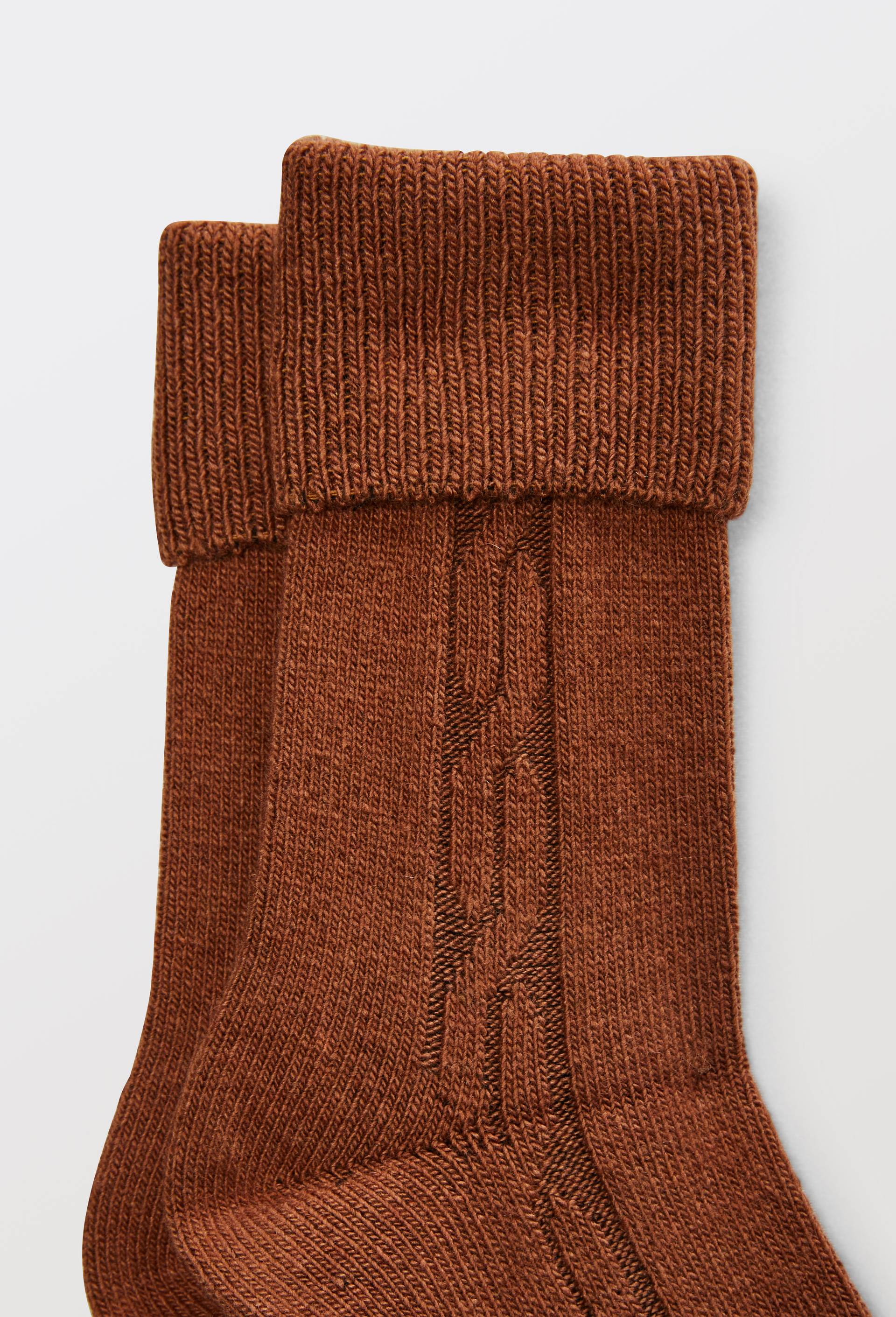 Paire de chaussettes torsad&eacute;es en laine et cachemire Le Bourget, Brun, large image number 2