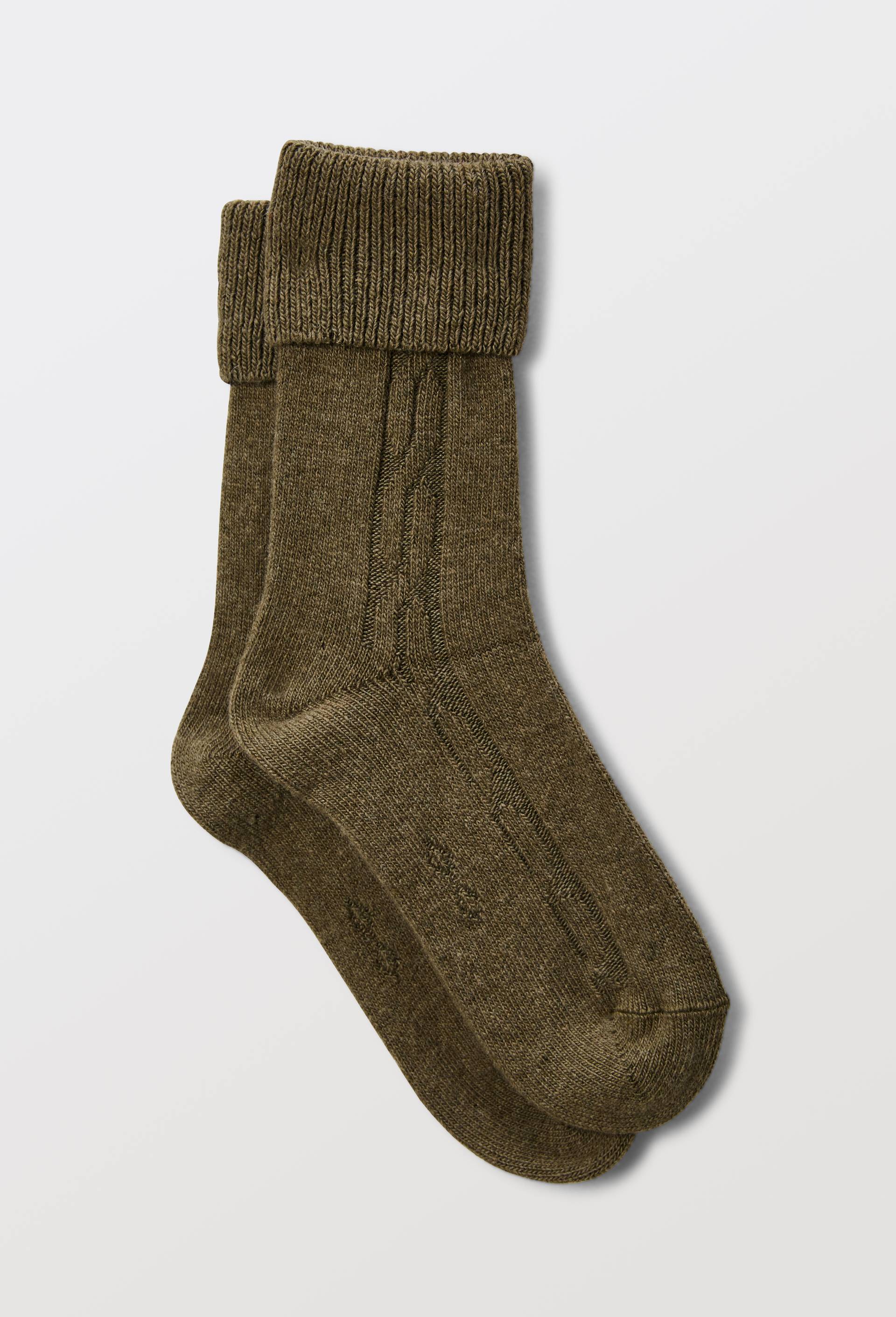 Paire de chaussettes torsad&eacute;es en laine et cachemire Le Bourget, Vert fonc&eacute;, swatch image