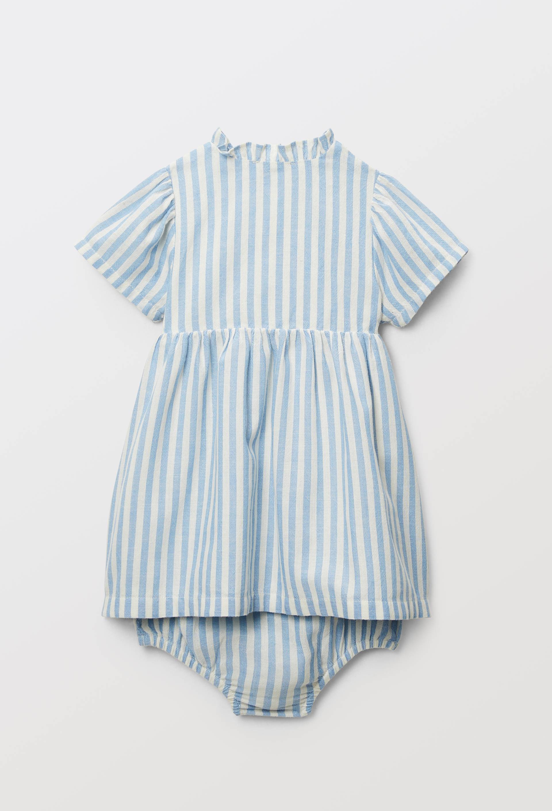 Robe ray&eacute;e avec bloomer en coton BIO GOTS, Bleu, large image number 1