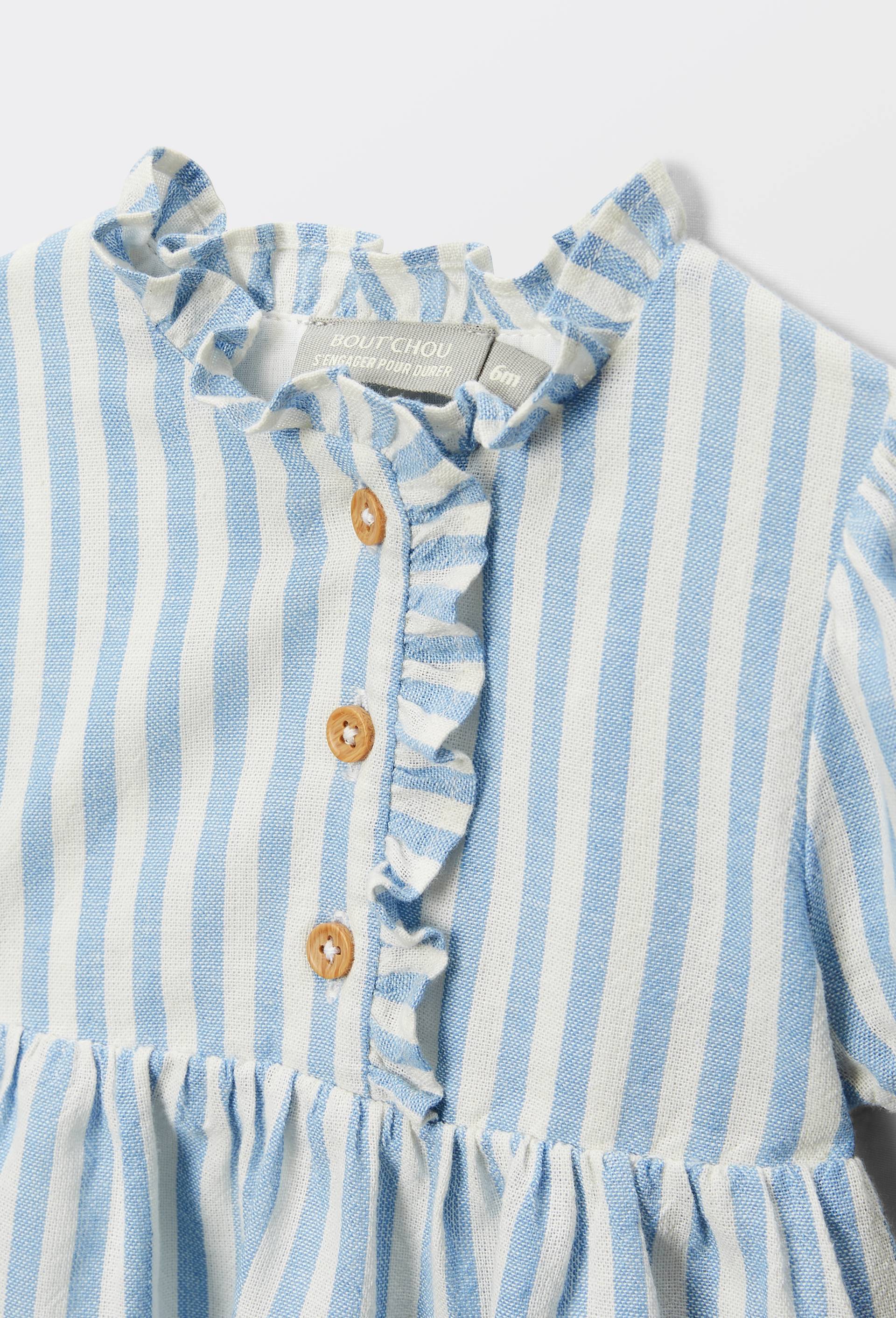 Robe ray&eacute;e avec bloomer en coton BIO GOTS, Bleu, large image number 2.0