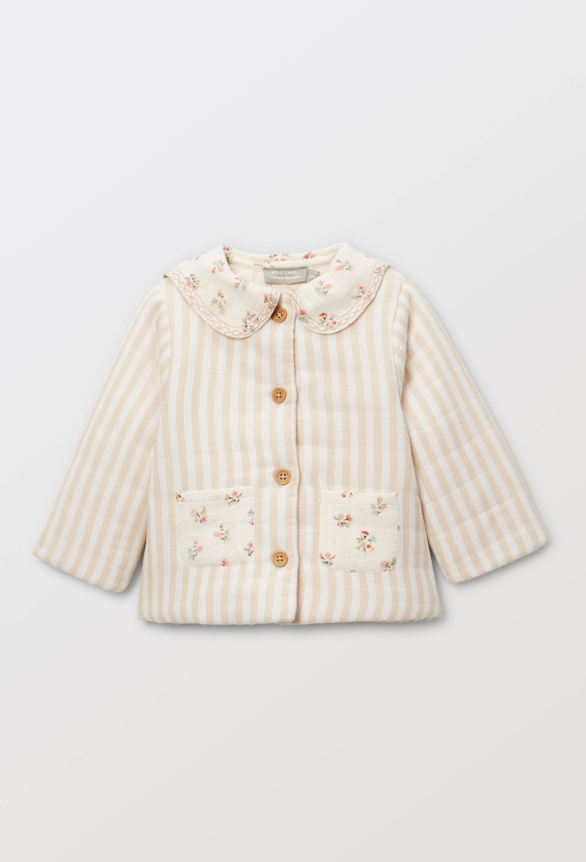 Veste imprim&eacute;e &agrave; col en coton, Beige clair, large image number 1