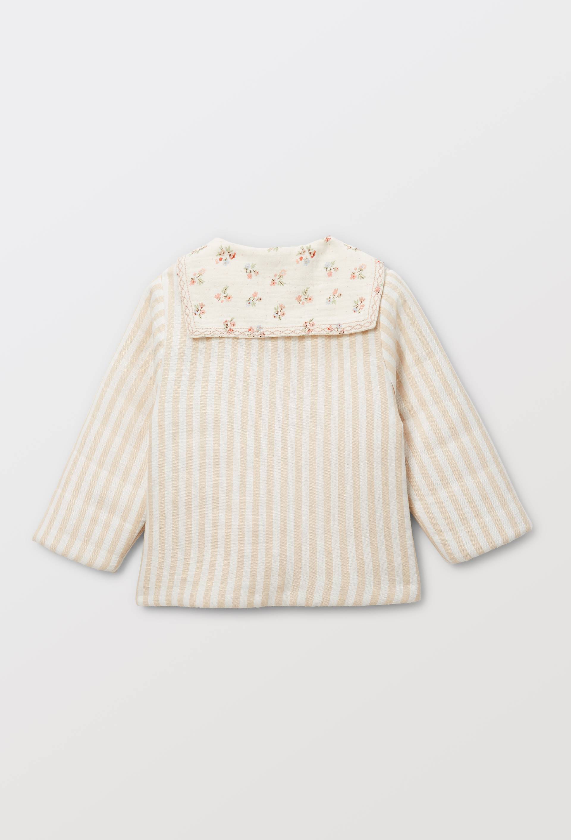 Veste imprim&eacute;e &agrave; col en coton, Beige clair, large image number 2
