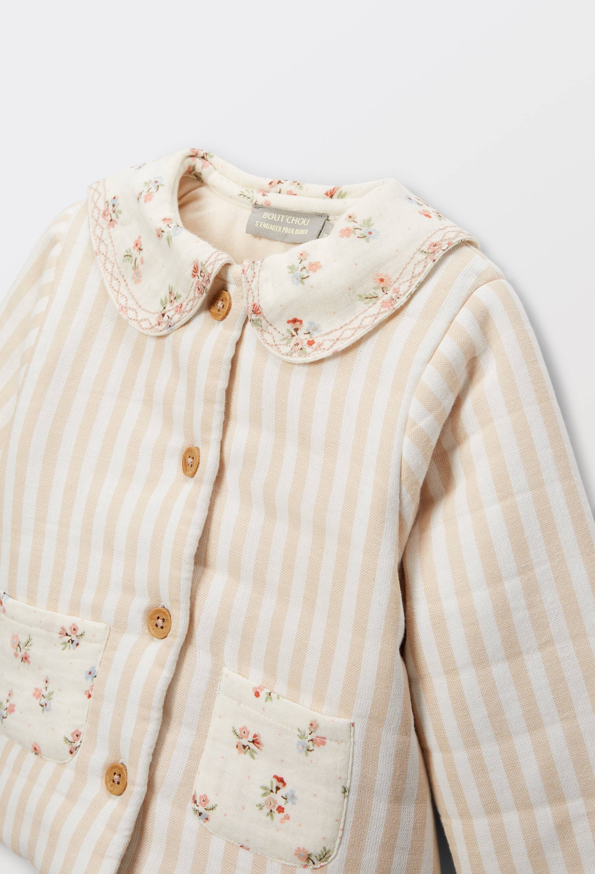 Veste imprim&eacute;e &agrave; col en coton, Beige clair, large image number 3